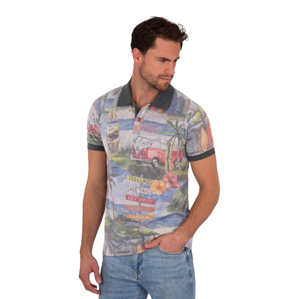 Trigema Poloshirt »TRIGEMA Farbenfrohes Poloshirt mit modischem Druck«