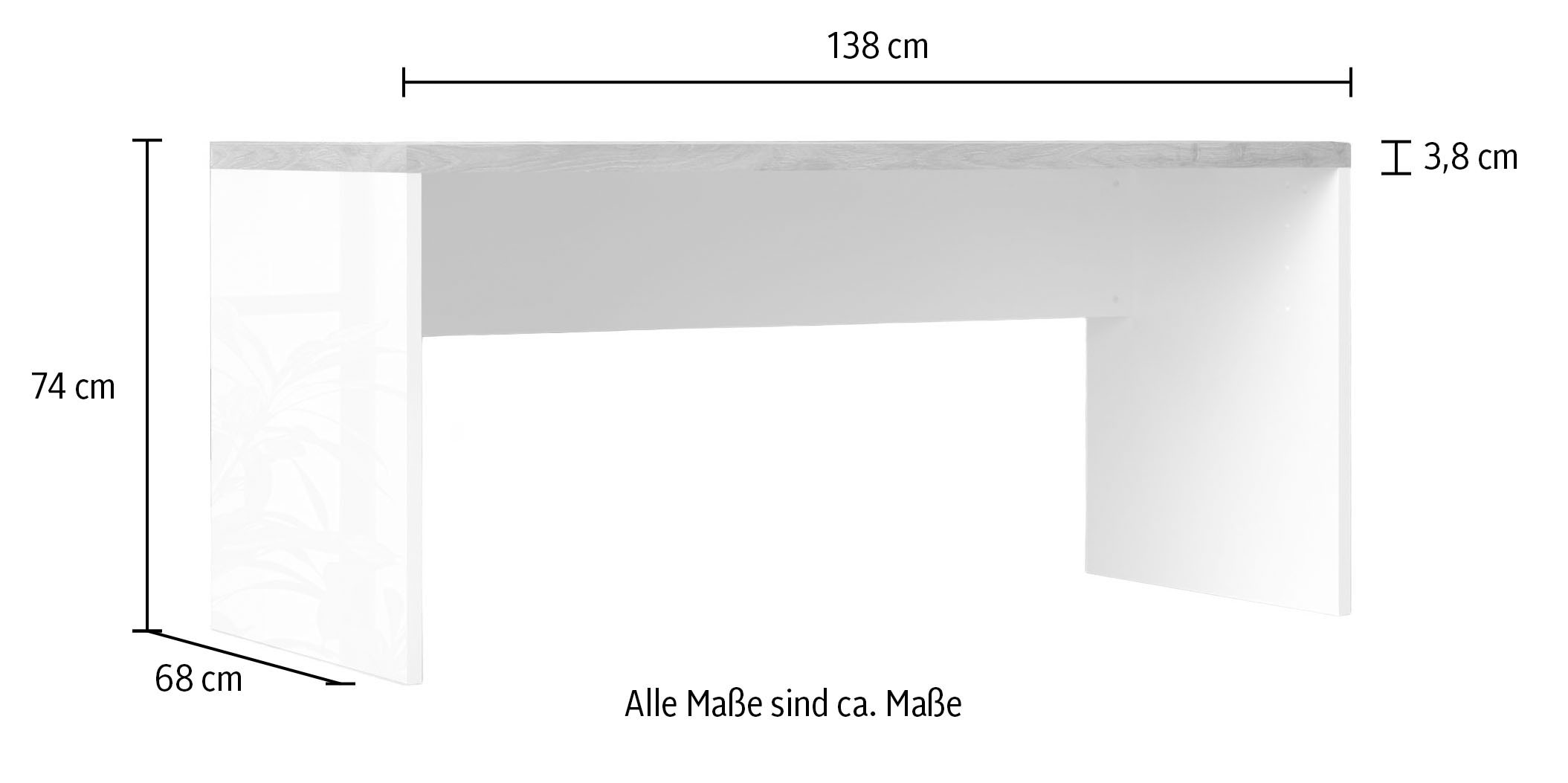 INOSIGN Schreibtisch »Easy, Computertisch – 38 mm Platte, perfekt fürs Büro & Homeoffice« Breite 138 cm, in 2 Größen, optional erweiterbar