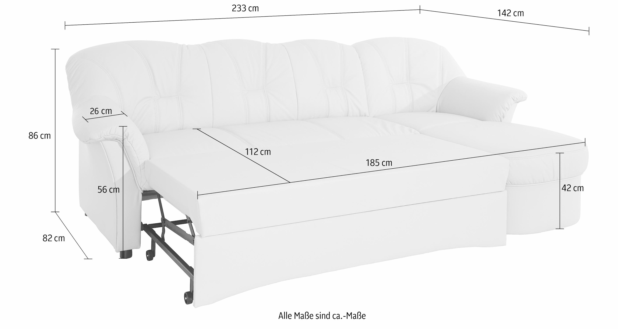 DOMO collection Ecksofa »Flores Schlafsofa, B/T/H: 233/142/86 cm, L-Form«, wahlweise mit Bettfunktion, wahlweise mit Federkern, auch in Leder