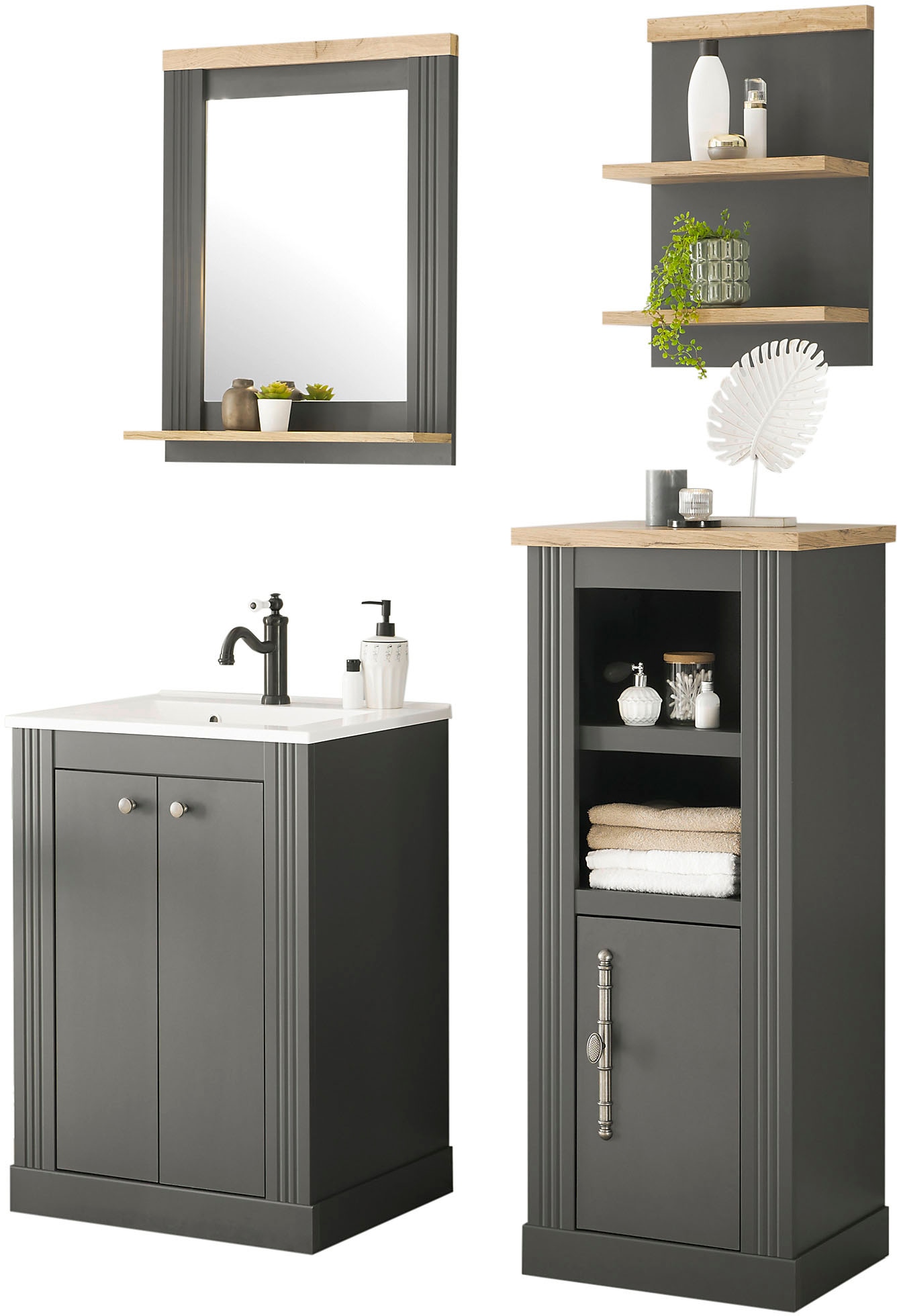 Home affaire Badmöbel-Set »WESTMINSTER, Bad im Landhausstil, 4-teiliges Bad günstig online kaufen