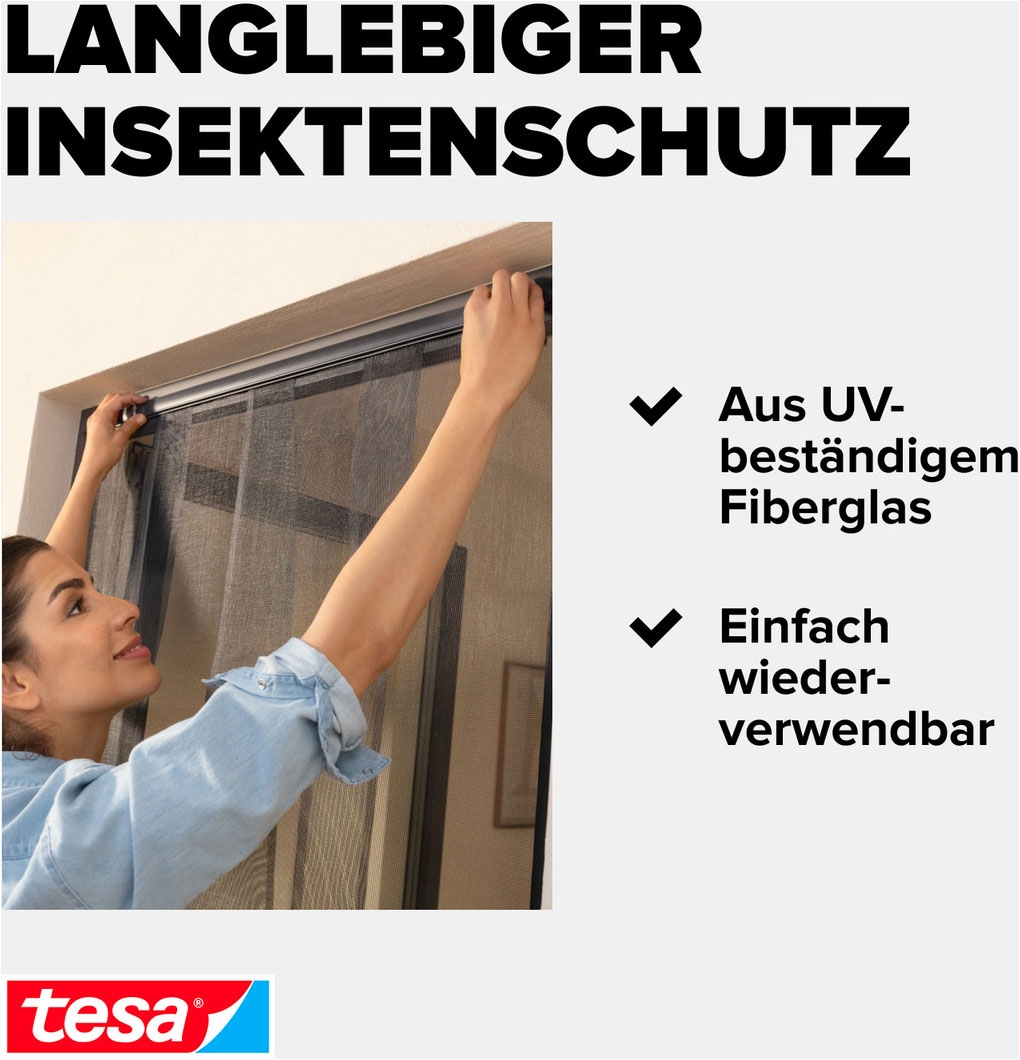 tesa Insektenschutz-Tür »Lamellen Vorhang - Fliegenvorhang für Balkon und Terassentüren« Packung, Fliegennetz, Klettband, 1 Stk. tlg. INSECT STOP Vorhang inkl. Klettverschluss - 120 x 250 cm
