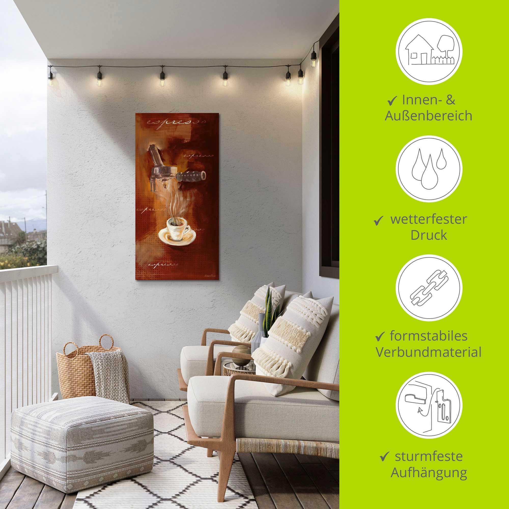 Artland Wandbild »Espresso I«, Getränke, (1 St.), als Alubild, Outdoorbild, Leinwandbild, Poster, Wandaufkleber