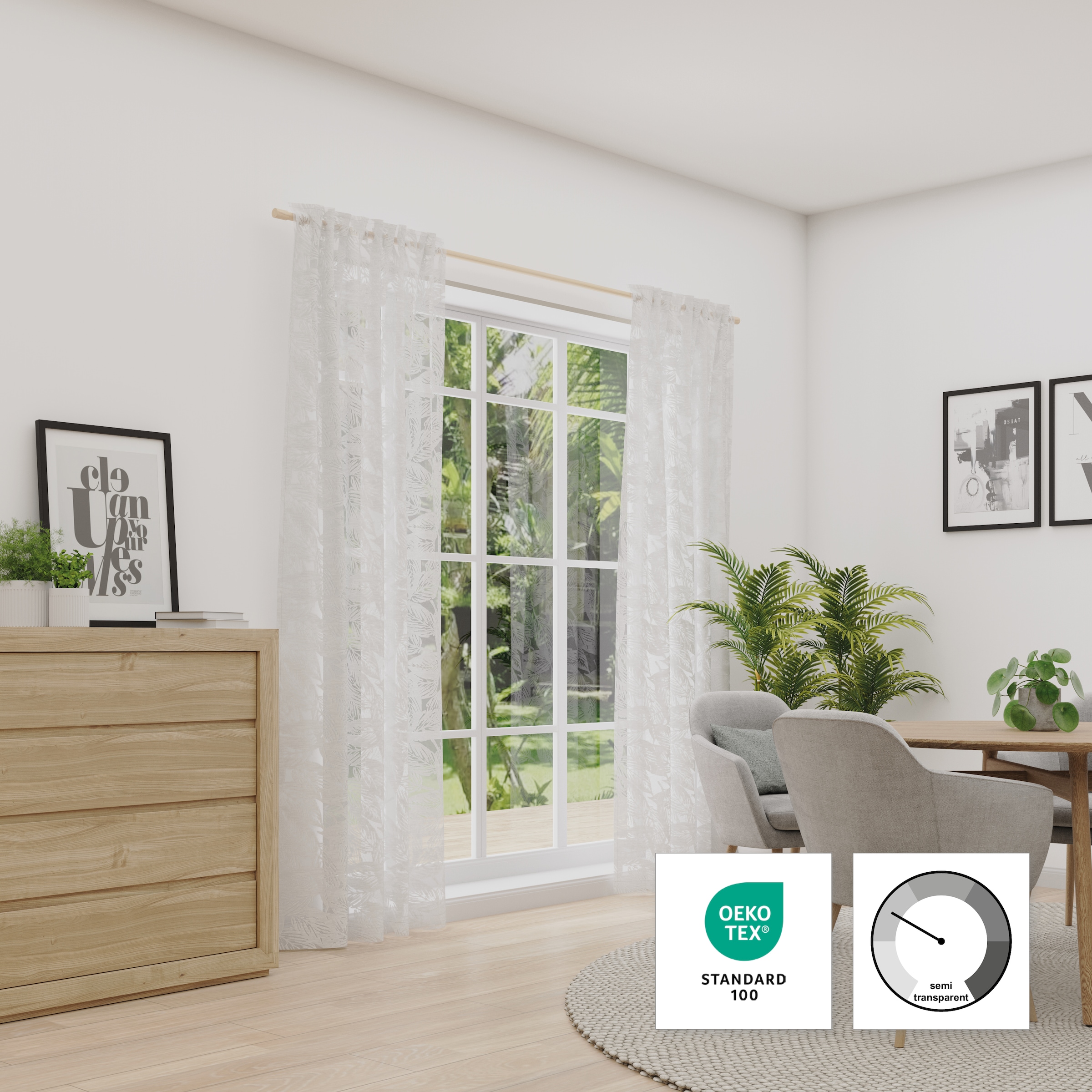 Neutex for you! Vorhang »HANNA« Multifunktionsband 1 Stk. tlg. Ausbrenner mit floraler Blattstruktur