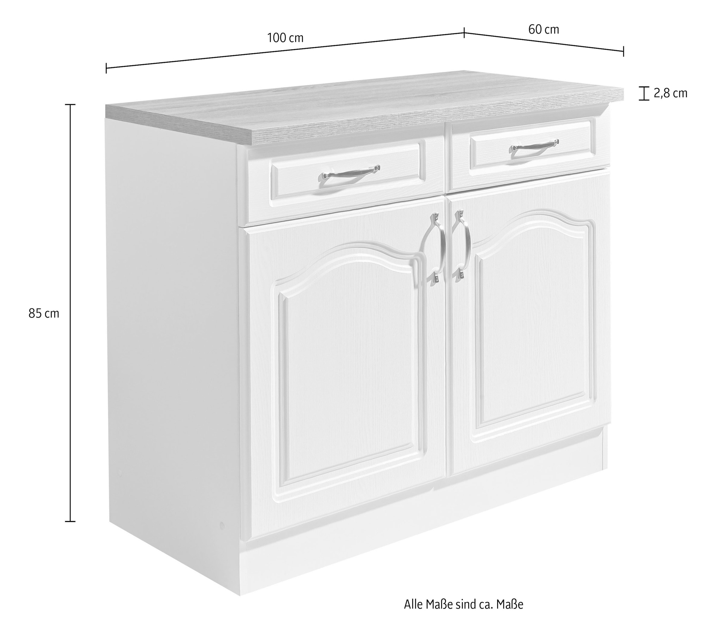 wiho Küchen Unterschrank »Linz«, 100 cm breit, in Landhaus-Optik