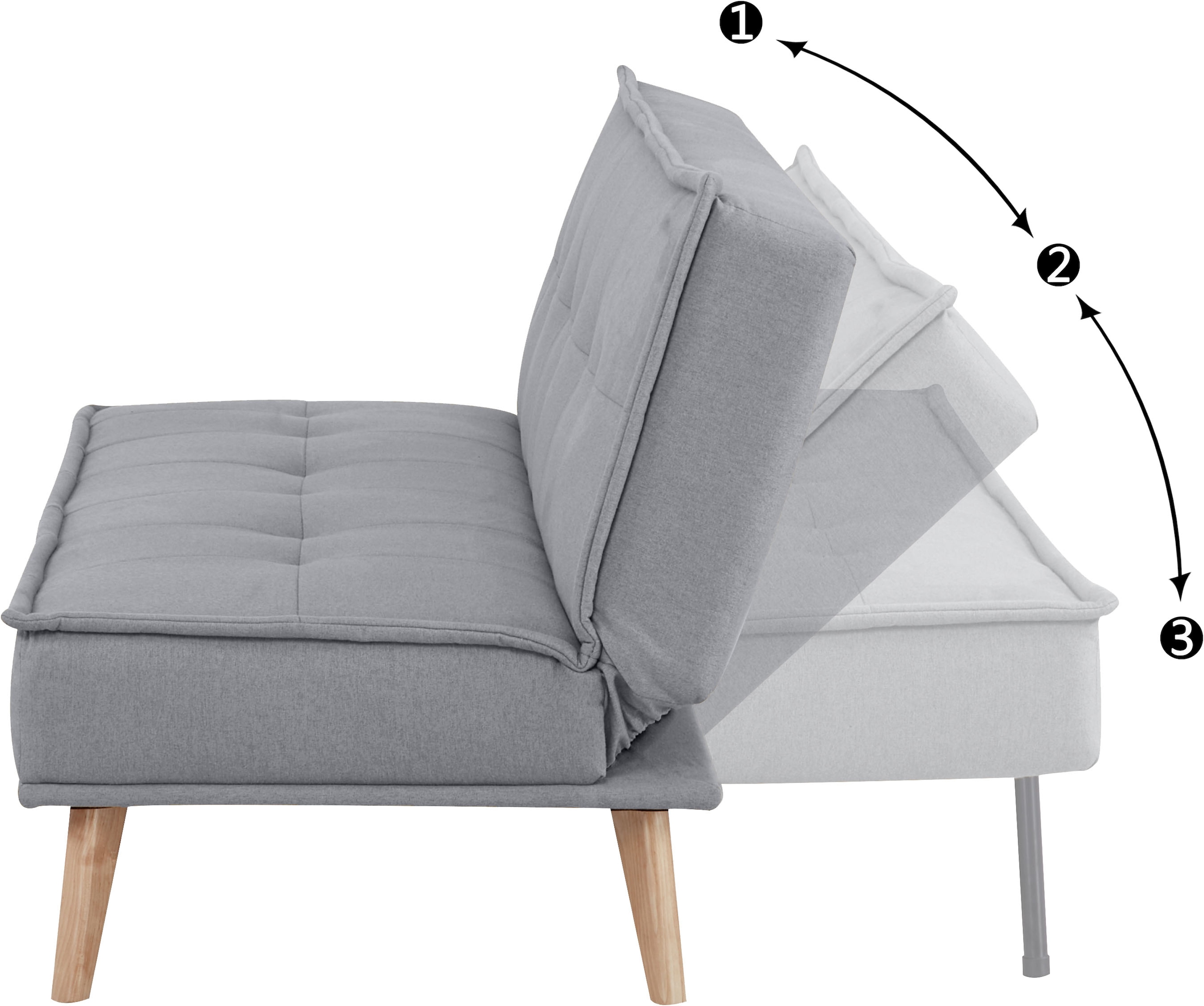 INOSIGN Schlafsofa »MENDOTA, 181 cm, 3-Sitzer mit Schlaffunktion,«, verstellbarer Rückenlehne, Klappmechanismus, Webstoff