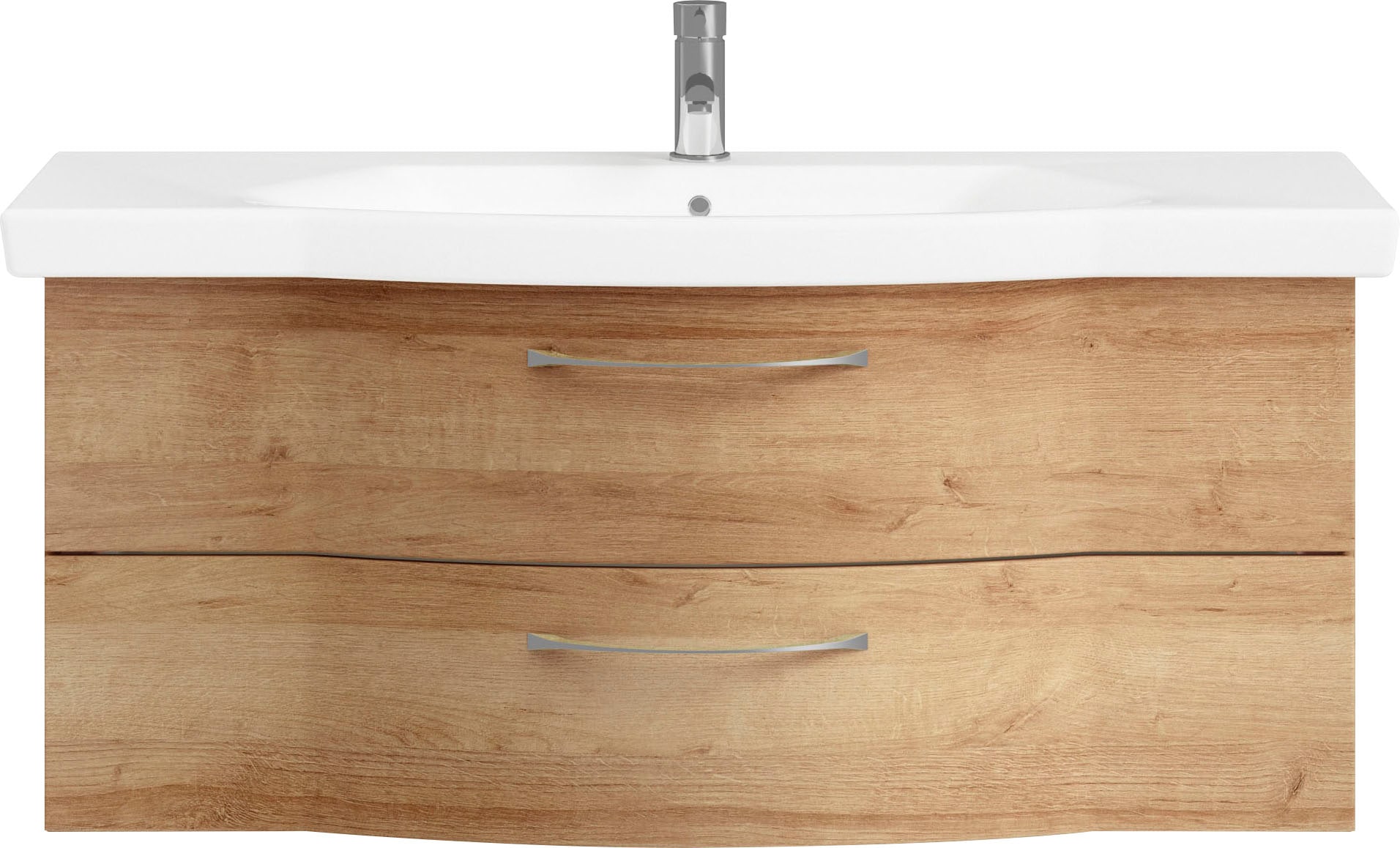 Saphir Badmöbel-Set »6005 Sprint 3-teilig, Keramik-Waschtisch mit LED-Spiegelschrank«, (4 St.), Midischrank, inkl. Türdämpfer, 4 Türen, 4 Schubladen, Bad-Set