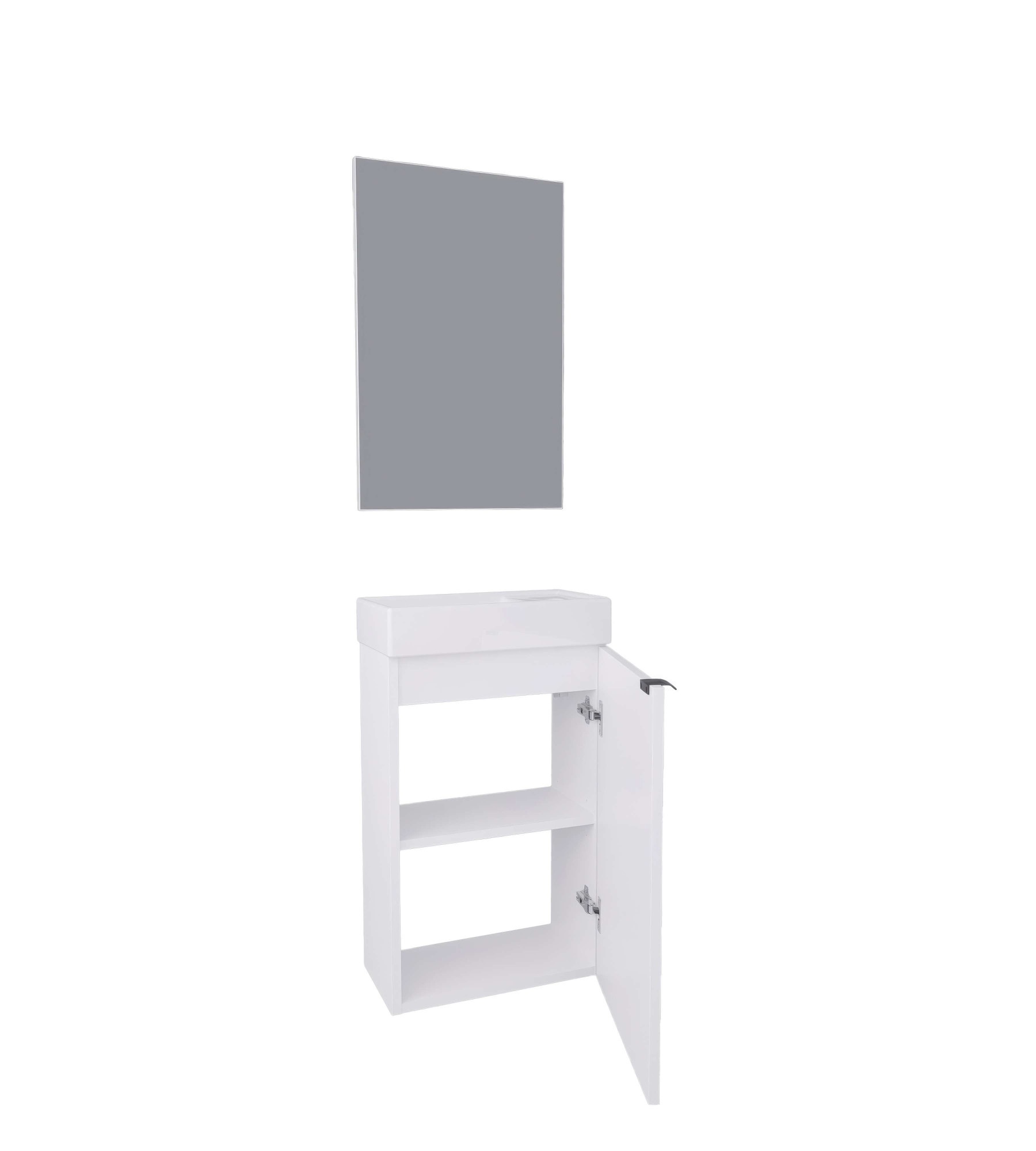 welltime Badmöbel-Set »Badmöbel-Set Gesa, Schrank mit Waschbecken und Spiegel, wandhängend«, Waschbeckenunterschrank mit Wachbecken und Spiegel