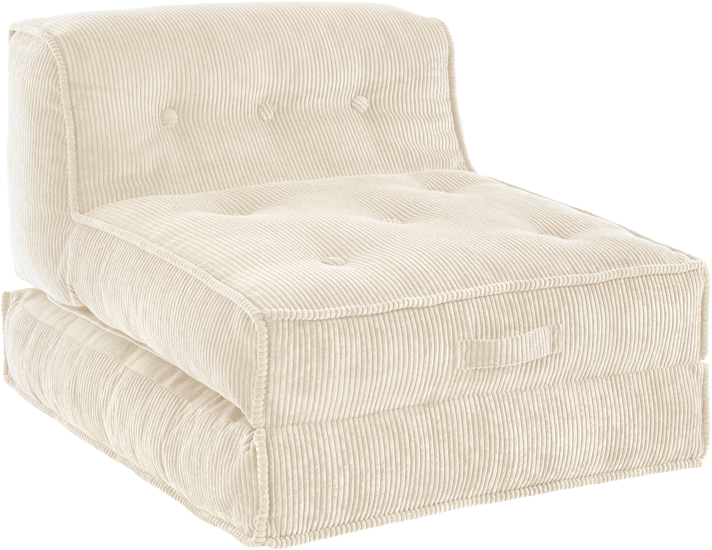 INOSIGN Sessel »Pia«, Loungesessel aus Cord, in 2 Größen, mit Schlaffunktion,  Pouf-Funktion. auf Rechnung kaufen
