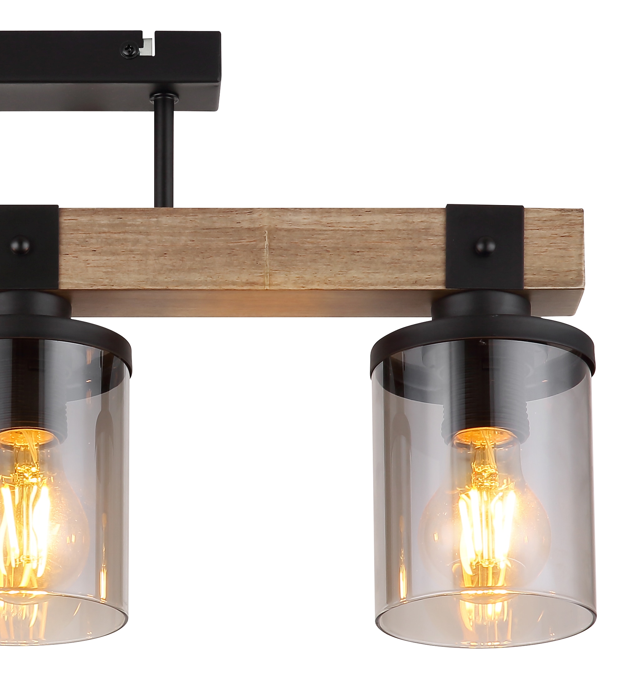 GLOBO LIGHTING Deckenleuchte »LILA«, Leuchtmittel E27 | ohne Leuchtmittel, Deckenlampe/schwarz/Holz/Glas rauchfarben/Wohnzimmer/Esszimmrt