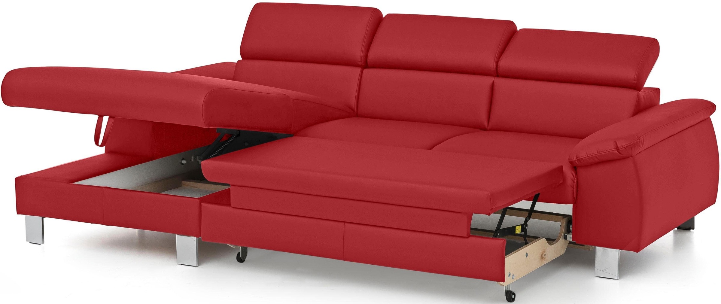 COTTA Polstergarnitur »Komaris L-Form«, (Set), Set bestehend aus: Ecksofa mit Kopfteilverstellung & Hocker