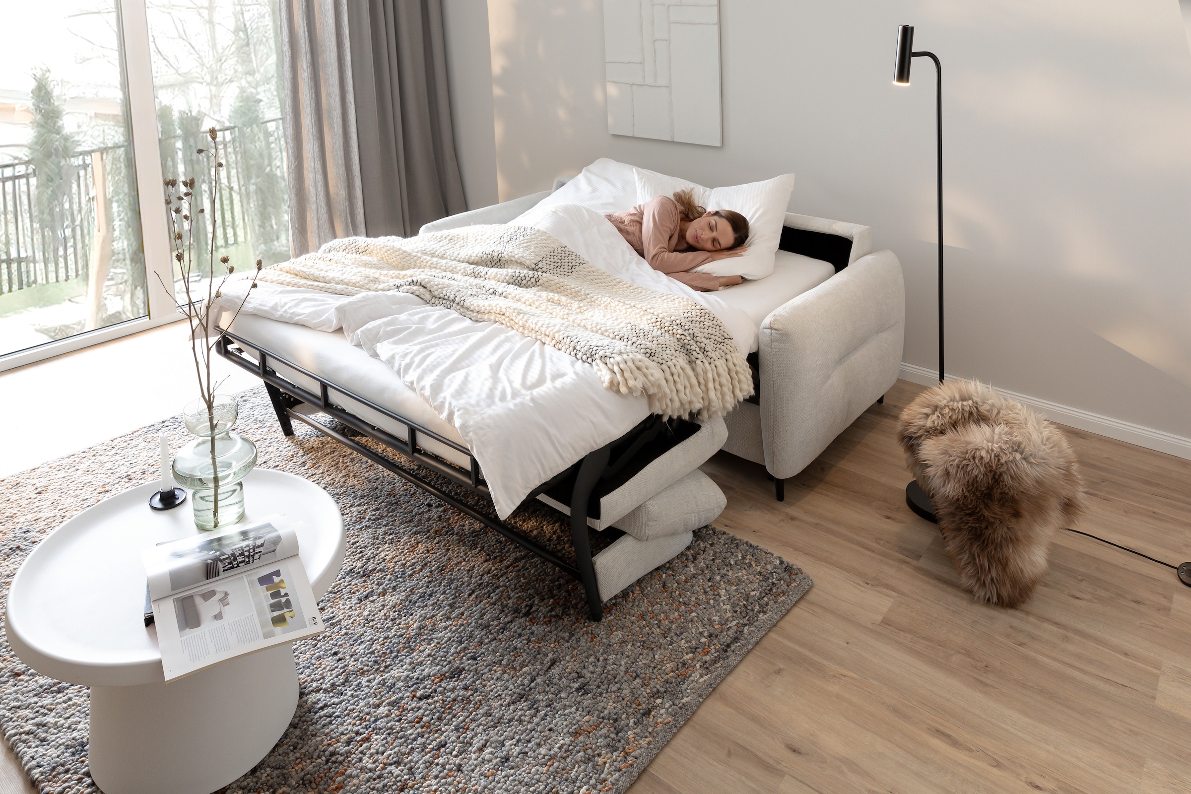 Home affaire 2,5-Sitzer »Clevina, Schlafsofa mit Kaltschaummatratze, Breite 196 cm« Sofa & Bett in einem – kinderleicht ausklappbar & freistellbar im Raum