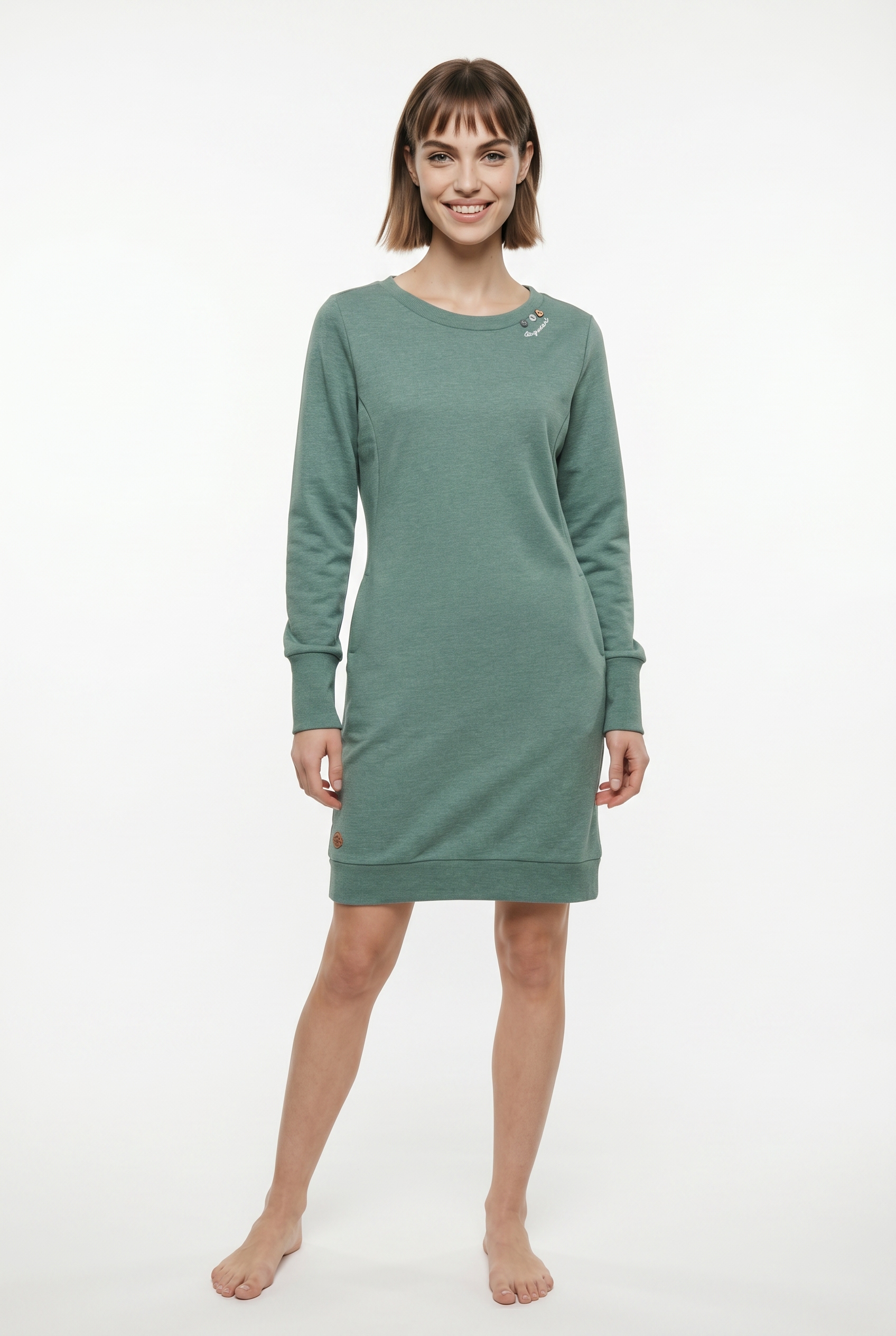 Ragwear Sweatkleid »MENITA O« Eingrifftaschen mit veganer 3 Knopf-Applikation
