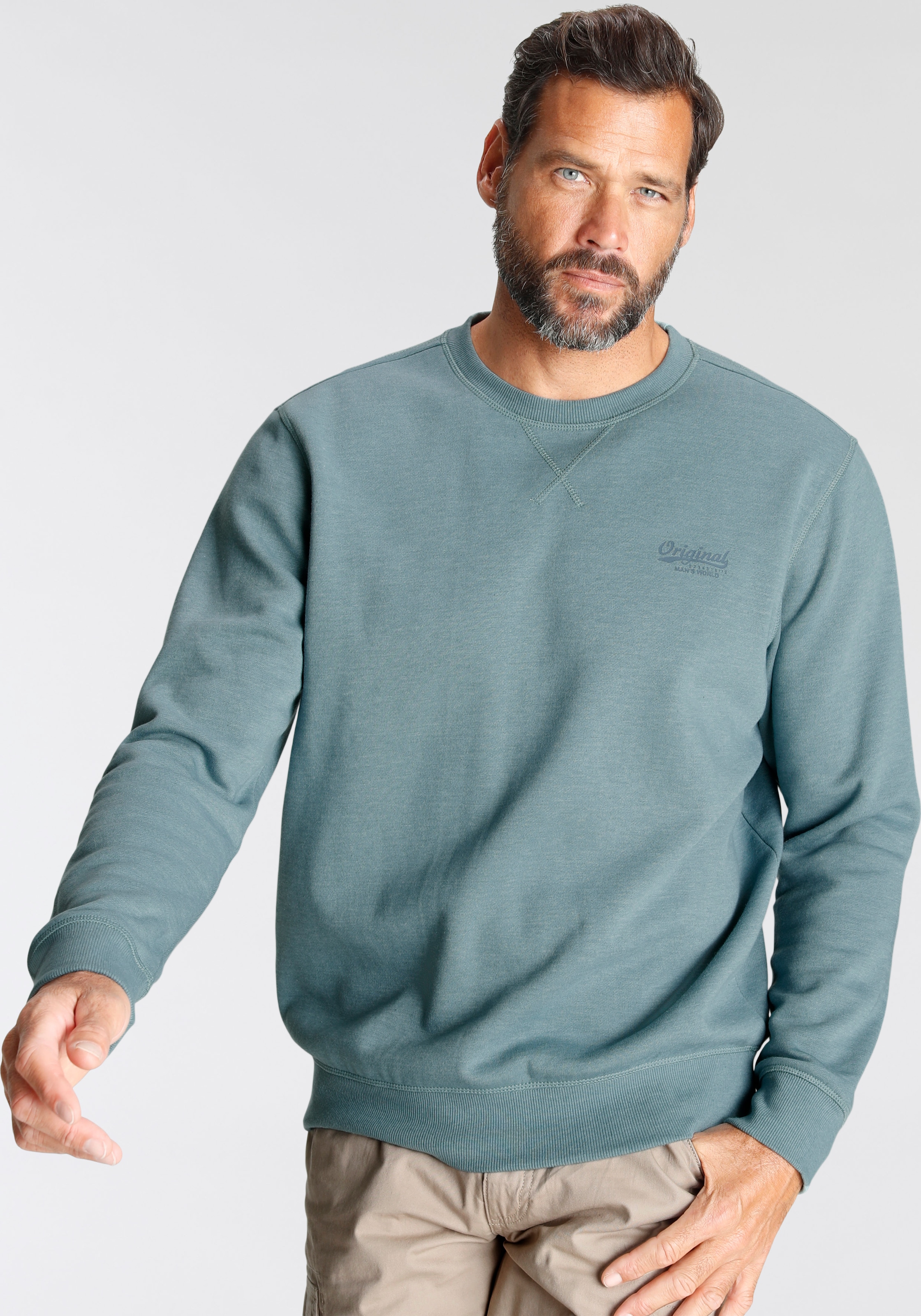 Man's World Sweatshirt, Langarm, Basic-Stil, unifarben, Rundhalsausschnitt