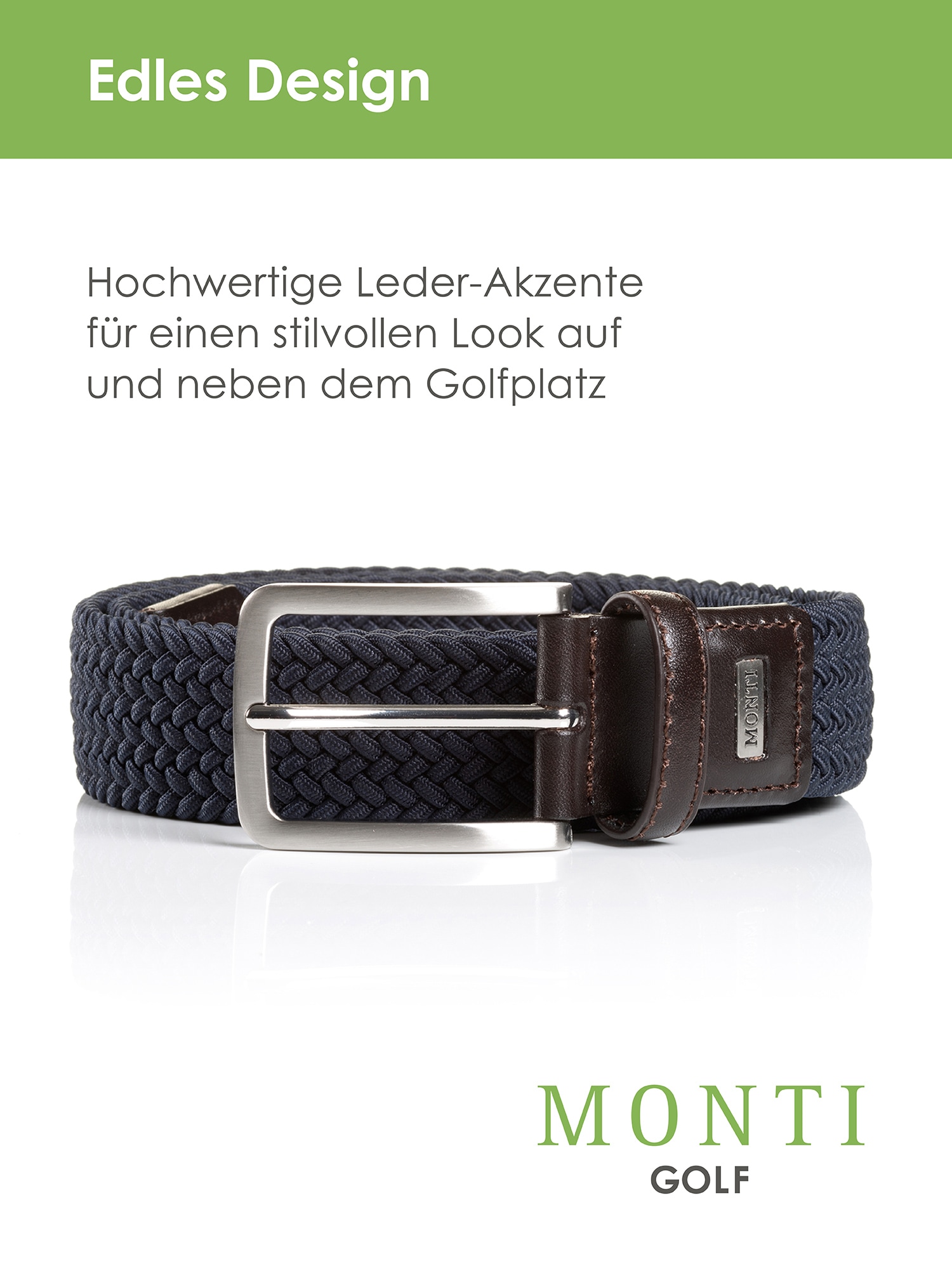 MONTI Flechtgürtel »BIRDIE«, elastisch, integrierter Ballmarker magnetisch, 3,5 cm breit
