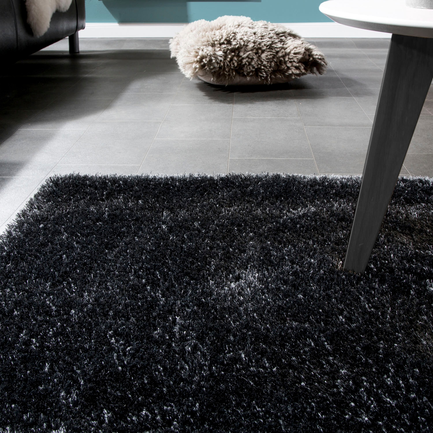 Paco Home Hochflor-Teppich »Touch 100«, rechteckig, 49 mm Höhe, weicher Uni Shaggy mit Glanz Garn, Wohnzimmer