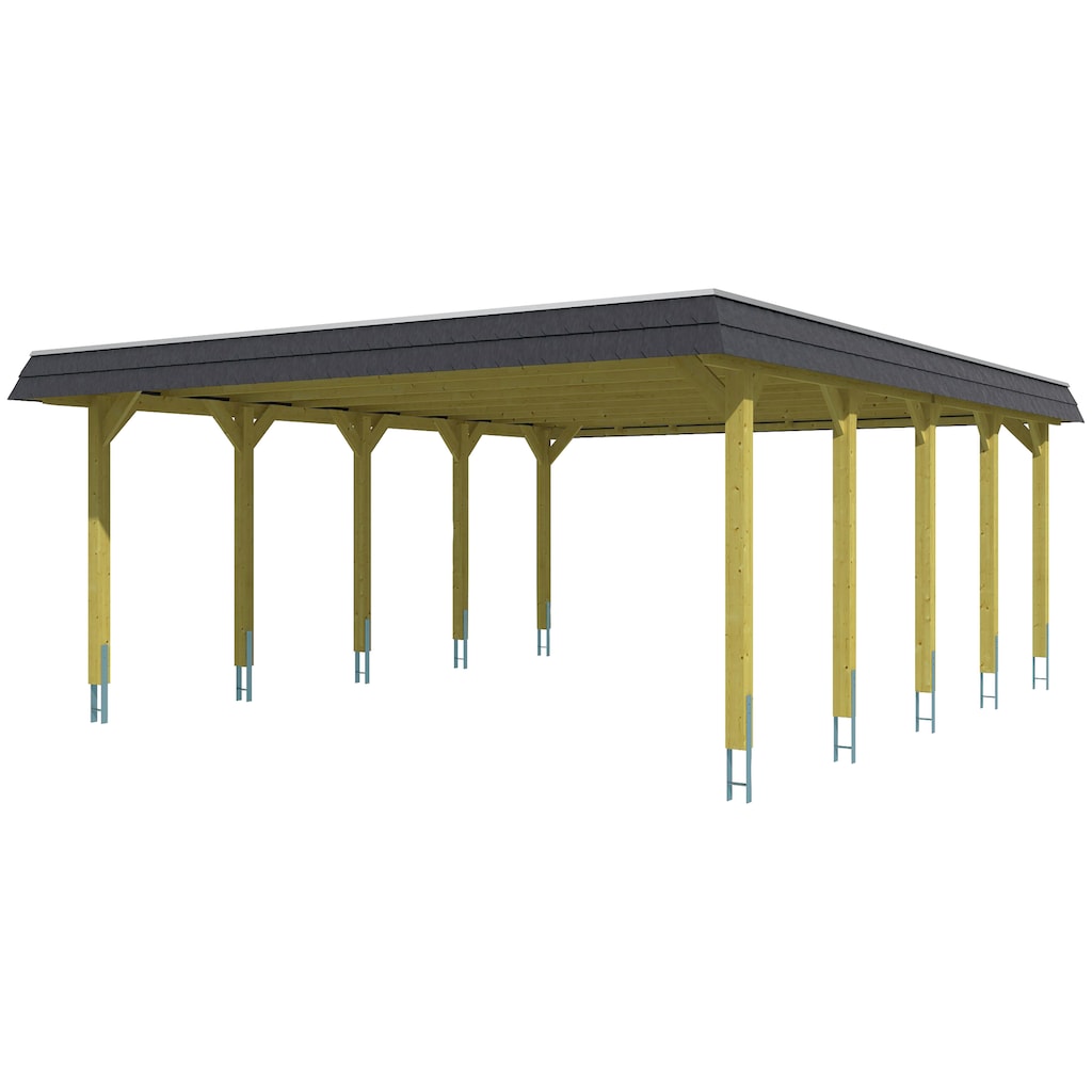 Skanholz Doppelcarport »Spreewald«, Fichtenholz, 530 cm, braun