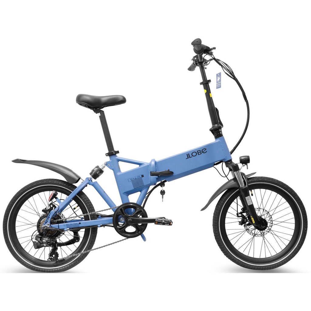 LLobe E-Bike »City III blau 36V / 10,4Ah«, 3 Gang, Shimano, 7-Gang Shimano Kettenschaltung, Frontmotor 250 W
