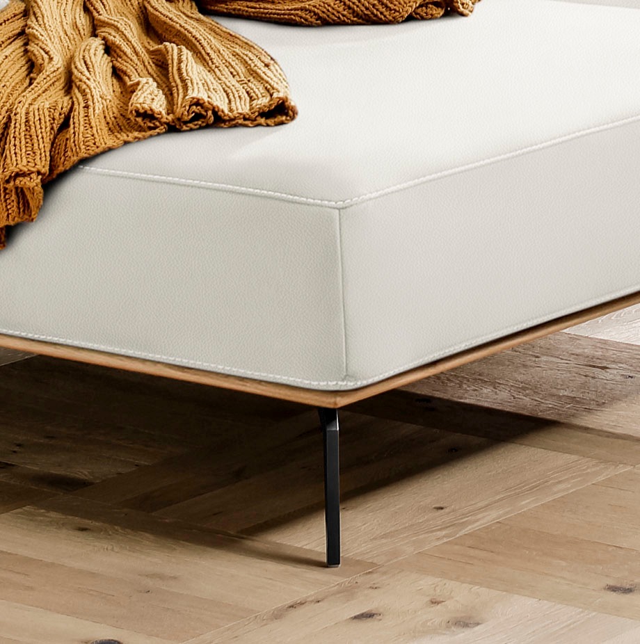 W.SCHILLIG Ecksofa »run, Designsofa mit tollem Sitzkomfort, bequem, L-Form«, mit Holzsockel, Füße in Schwarz pulverbeschichtet, Breite 299 cm