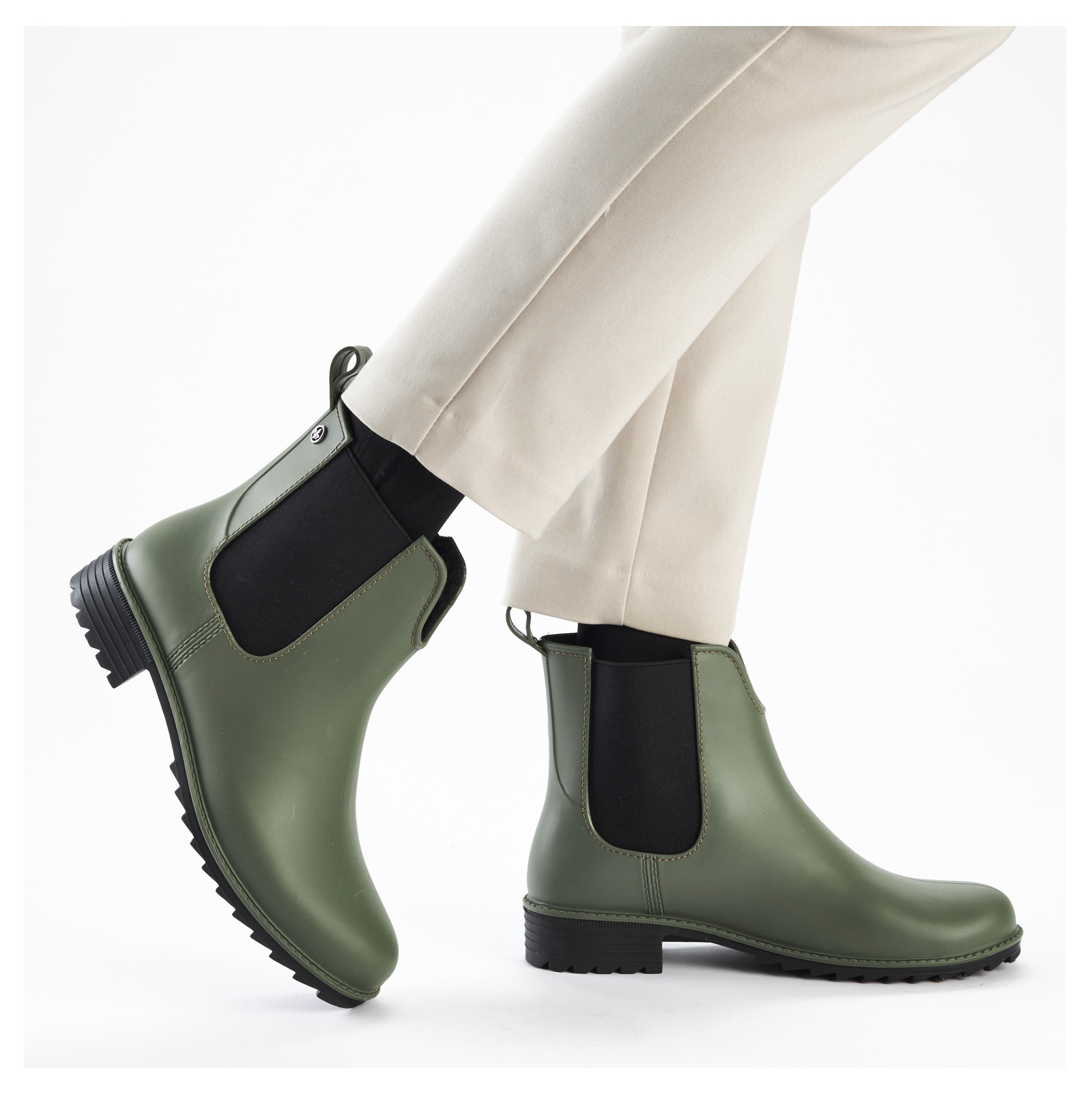 Rieker Chelseaboots, Gummistiefelette, Schlupfboots, Blockabsatz, zum Reinschlüpfen