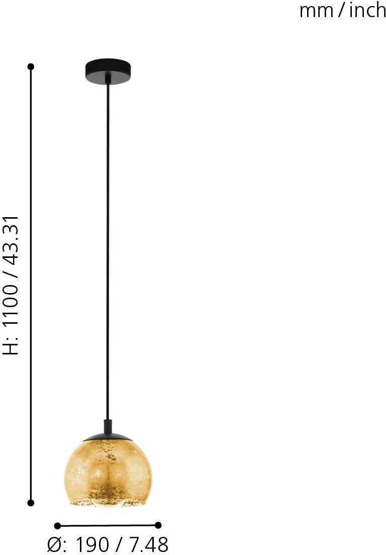 EGLO Hängeleuchte »ALBARACCIN Pendellampe, IP20, E27, Stahl, Glas, Esstischlampe, Lampe«, 1 flammig, Leuchtmittel E27 | ohne Leuchtmittel, Hängelampe für Esszimmer, Küche oder Wohnzimmer