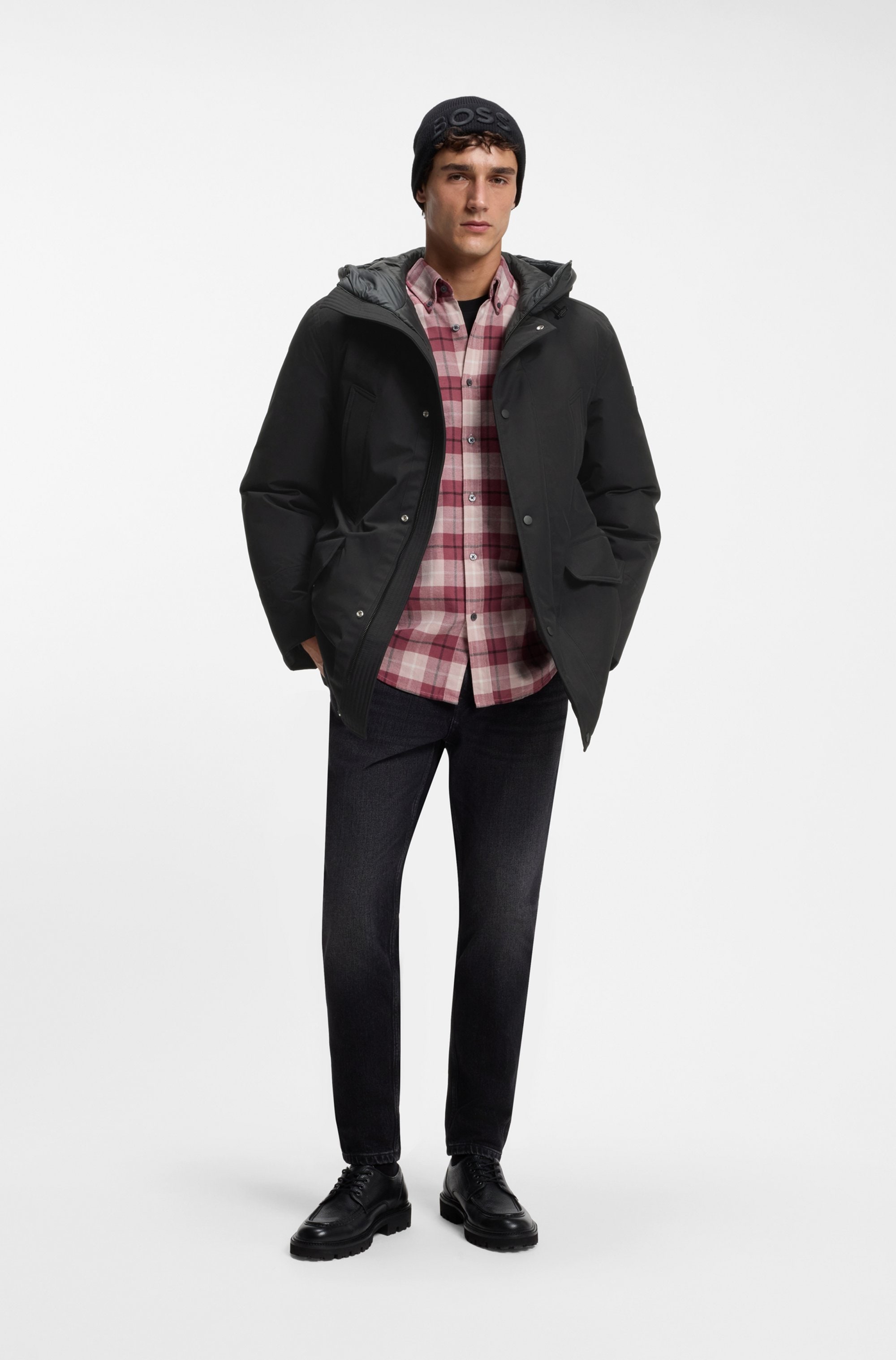 BOSS ORANGE Parka »Osiass1« mit Kapuze im Relaxed Fit, wasserabweisend