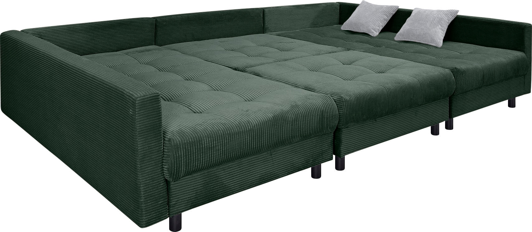 COLLECTION AB Wohnlandschaft »Toni U-Form, B: 298 cm, XXL-Liegefläche 282x178 cm mit Hocker« Set: Sofa & Hocker, 3 Zierkissen, Federkern