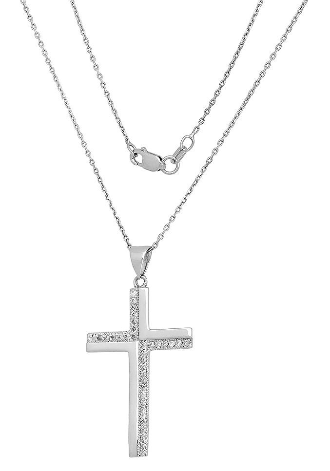 Firetti Kette mit Anhänger mit »Schmuck Zirkonia Kreuz, online Geschenk, rhodiniert«, kaufen