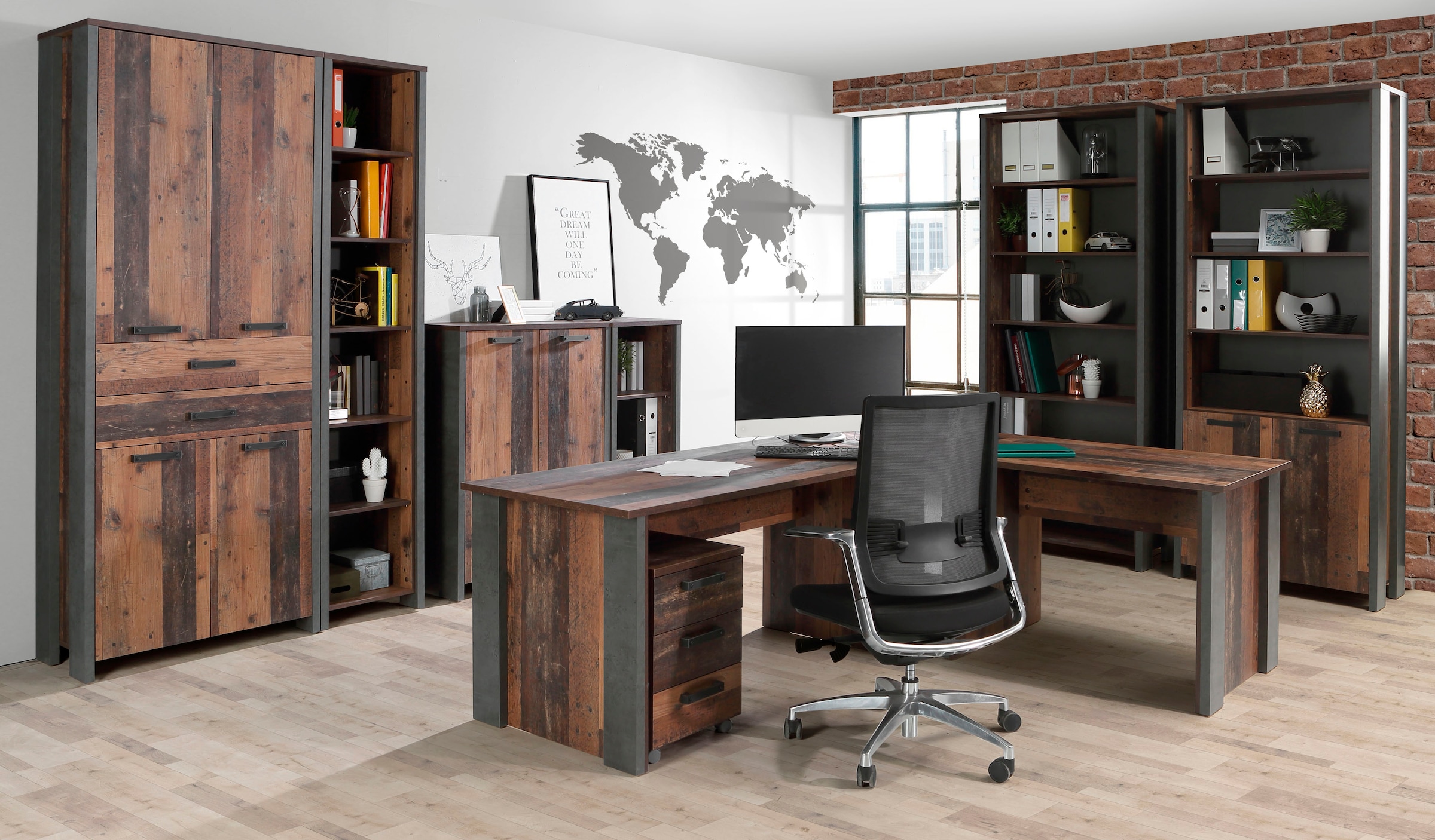 FORTE Kommode »Clif«, Aktenschrank im Industriestil, Breite 86 cm x Höhe 115 cm