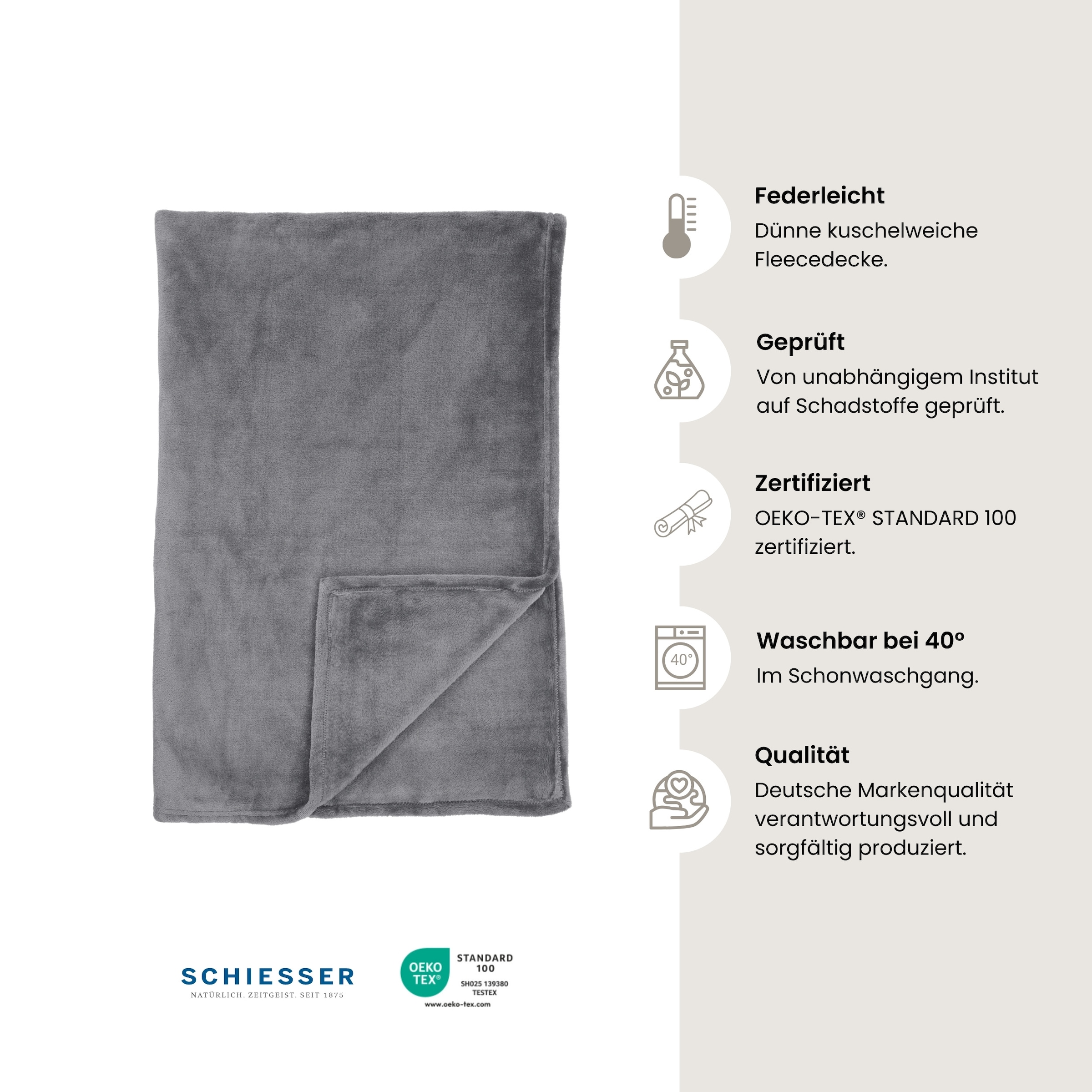 Schiesser Wohndecke »Mia leichte Kuscheldecke für Couch, Sofa und als Tagesdecke«, OEKO-TEX® zertifiziert