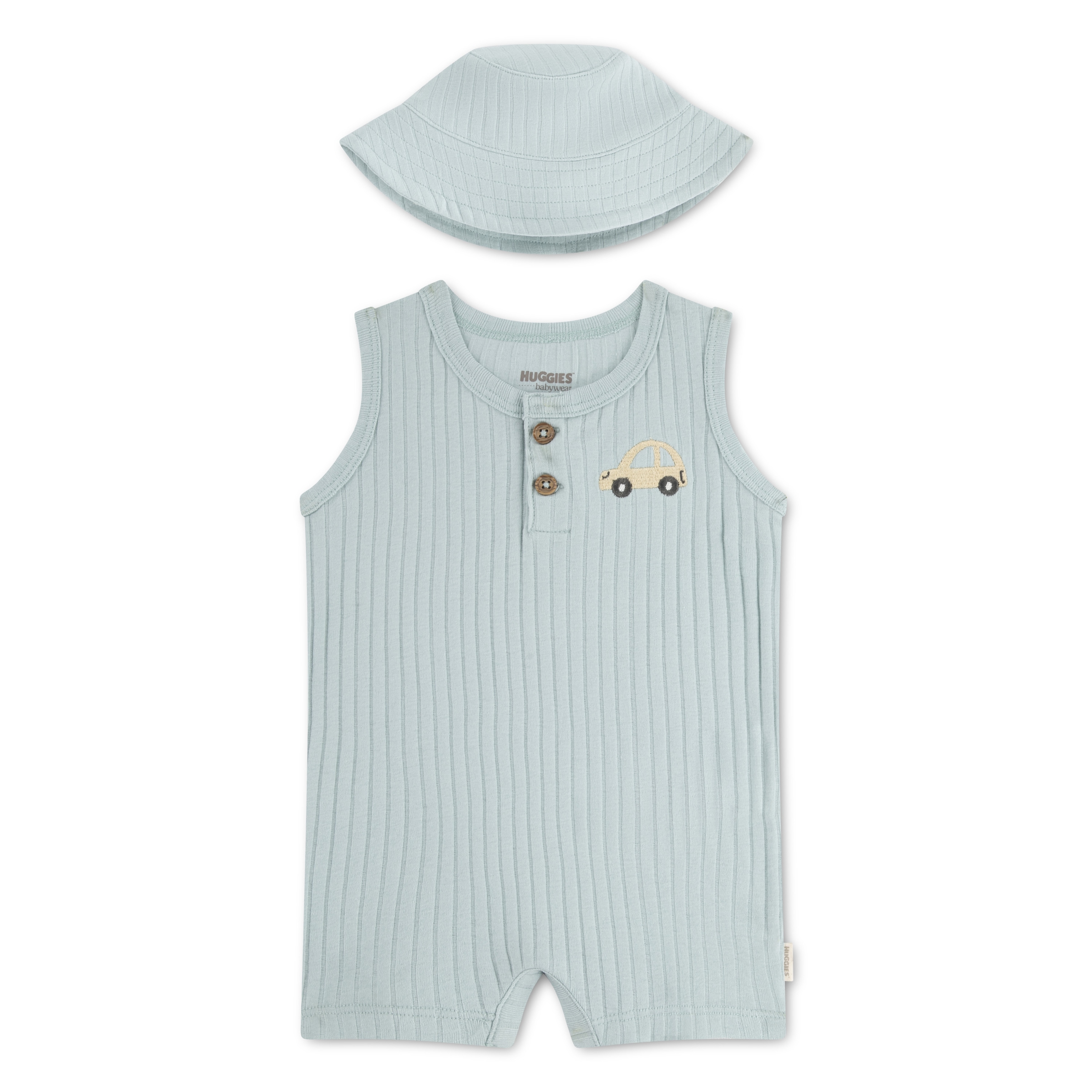 HUGGIES babywear Neugeborenen-Geschenkset »HUGB ROMPER + HAT ATTACHMENT« Set, 2 mit passendem Hut, aus Baumwolle