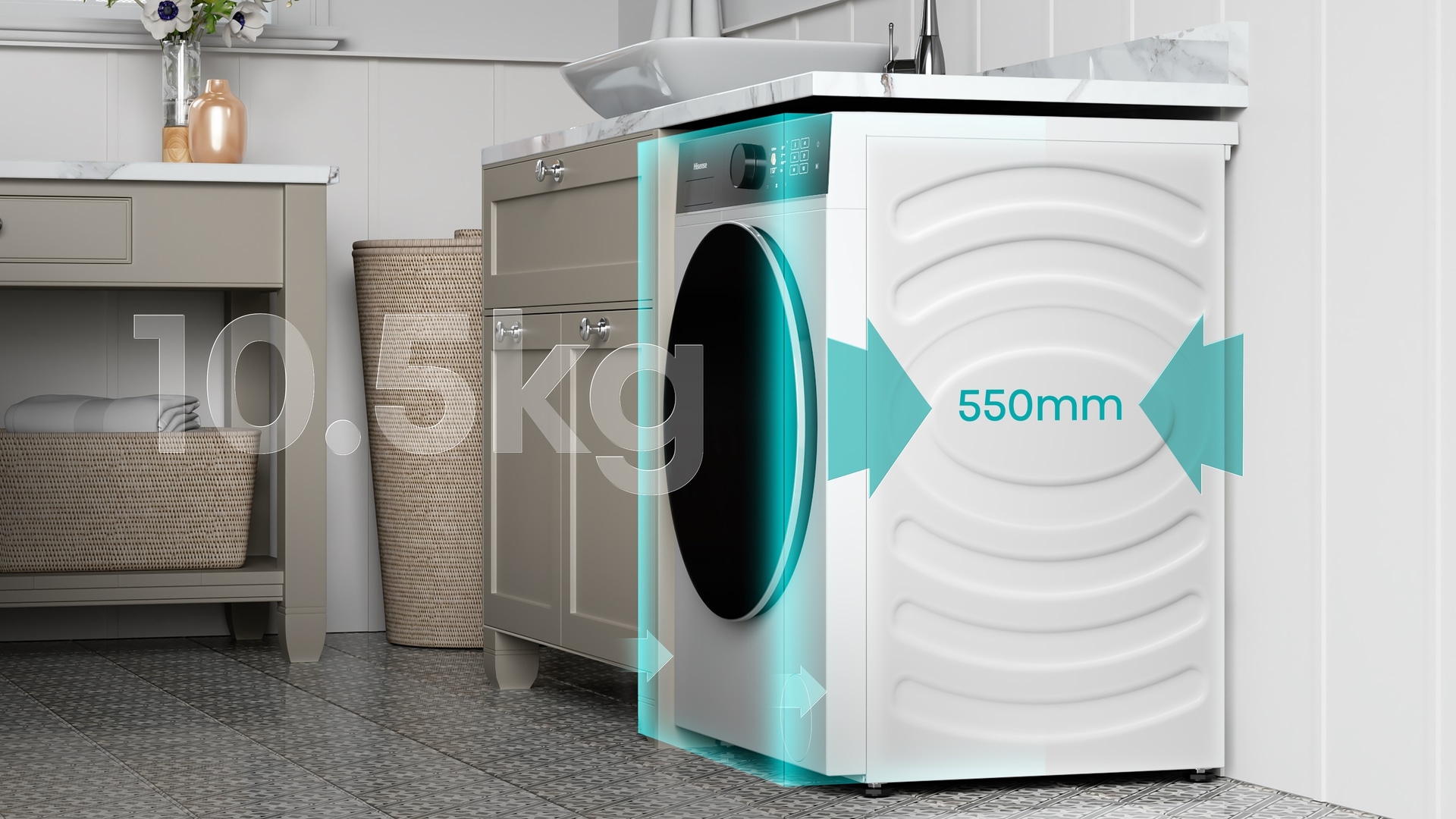 Hisense Waschtrockner »WD5I1045BWQ« 5i Serie 10,5 kg /6 kg 72 dB(A) Waschen & Trocknen in 49 min.