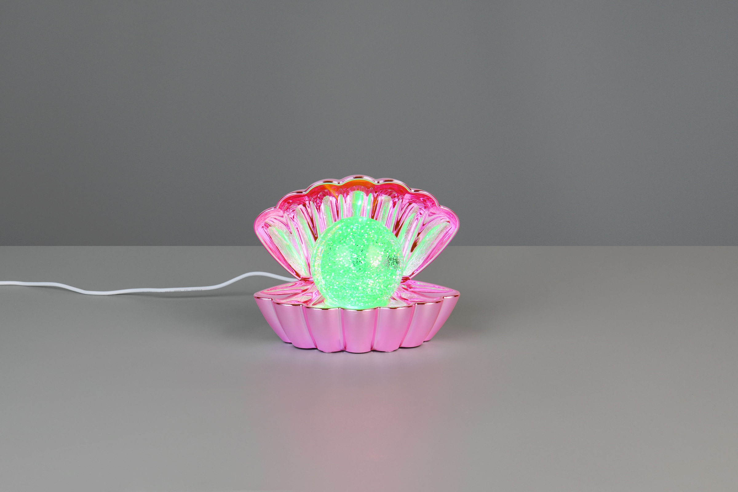 REALITY Leuchten LED Tischleuchte »SHELLY, Deko Tischlampe in Muschelform mit RGB Farbwechsel, 0,8W 15Lm« LED-Board 1 Stk. RGB Muschel Tischlampe mit Glitzerkugel und Farbwechsel inkl USB-Ladekabel