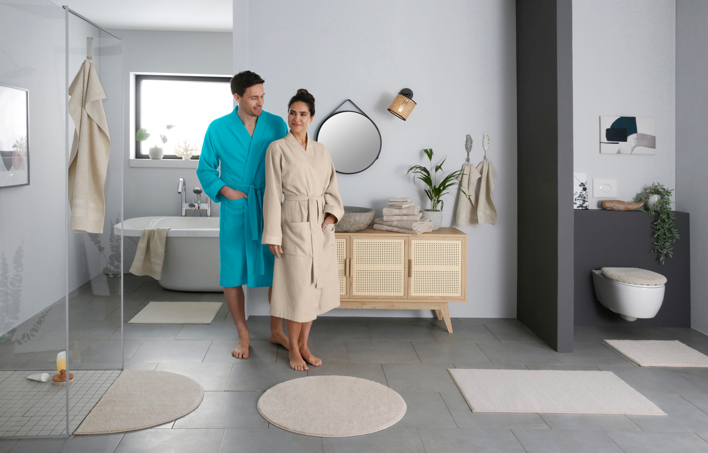 my home Badematte »Vanessa, Badvorleger, Badezimmer Teppich«, rutschhemmend beschichtet, schnell trocknend-fußbodenheizungsgeeignet-strapazierfähig, Badteppich, weiche Haptik, unifarben