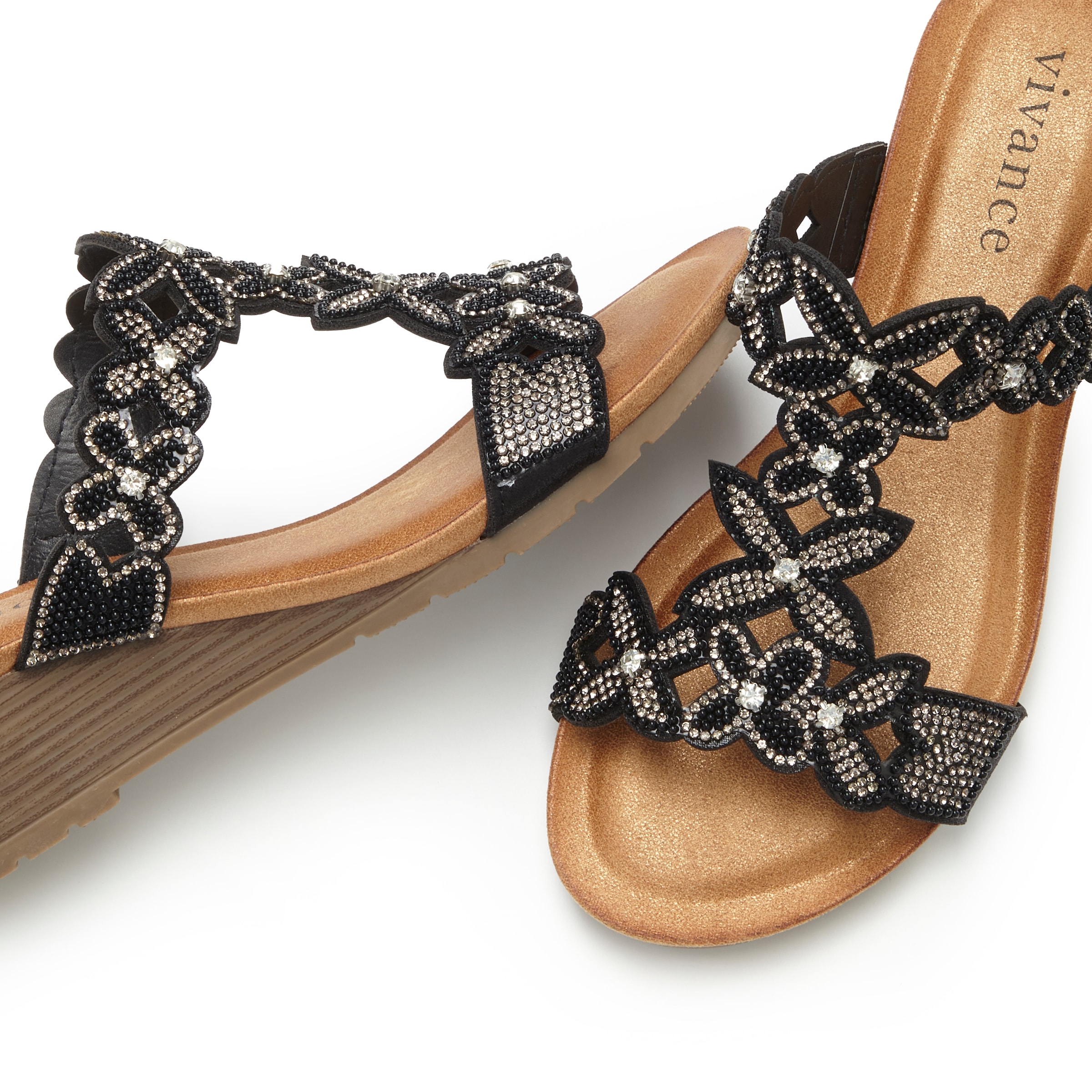 Vivance Pantolette »Mule, Sommerschuh, Sandale,«  mit Keilabsatz und modischen Glitzerdetails