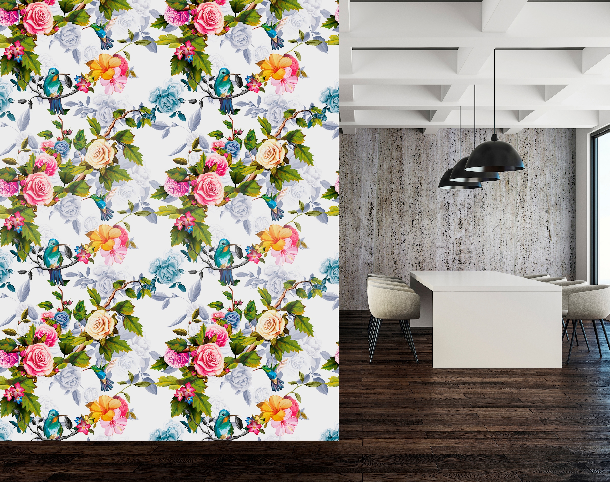 queence Vinyltapete »Josephine«, bedruckt-Motiv-botanisch-floral-gemustert-natürlich, 90x250cm, selbstklebend, kinderleichte Anbringung, Sticker