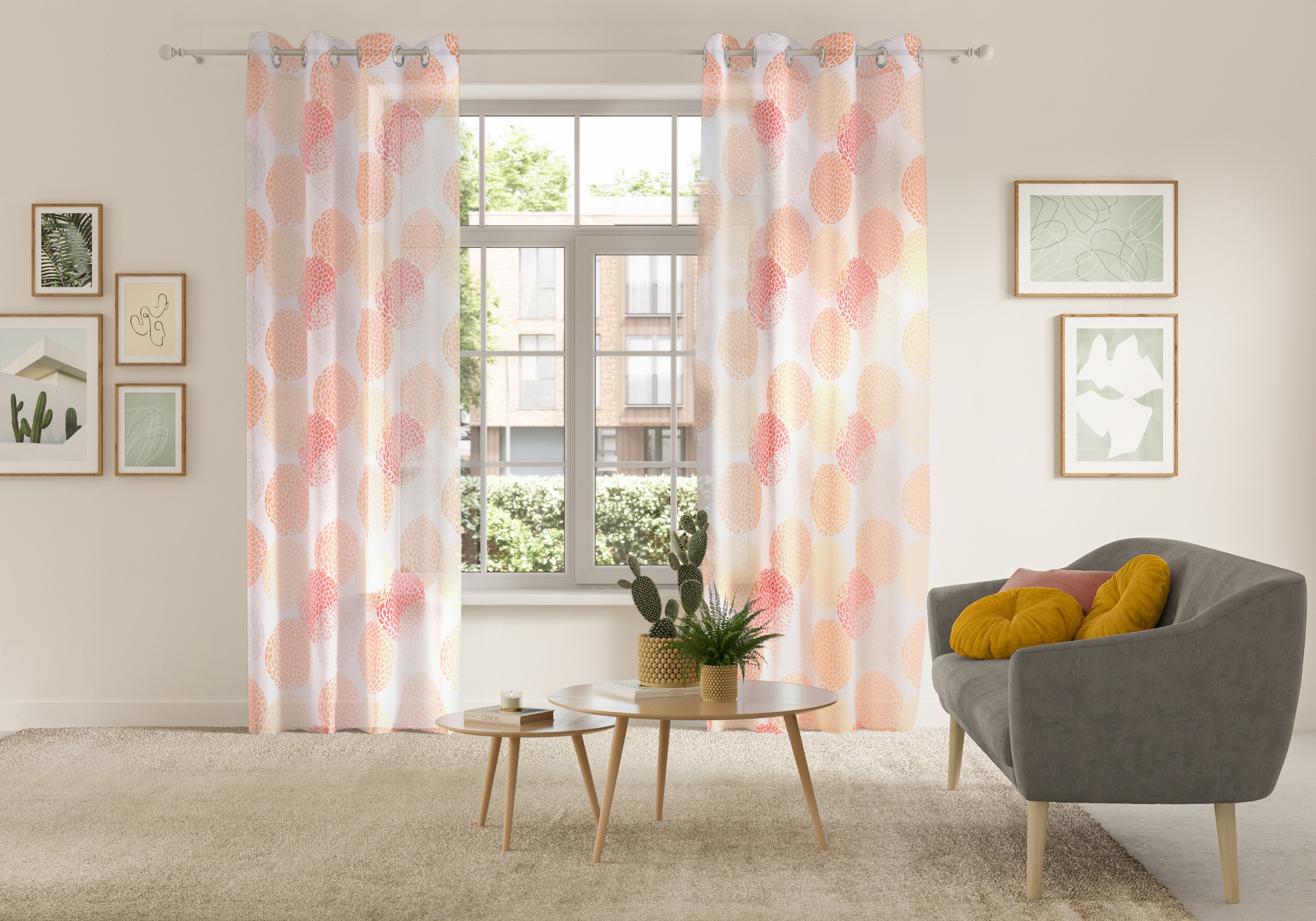 my home Gardine »BELEM« Ösen 1 Stk. tlg. 1 Schal, Polyester, Kreise günstig online kaufen