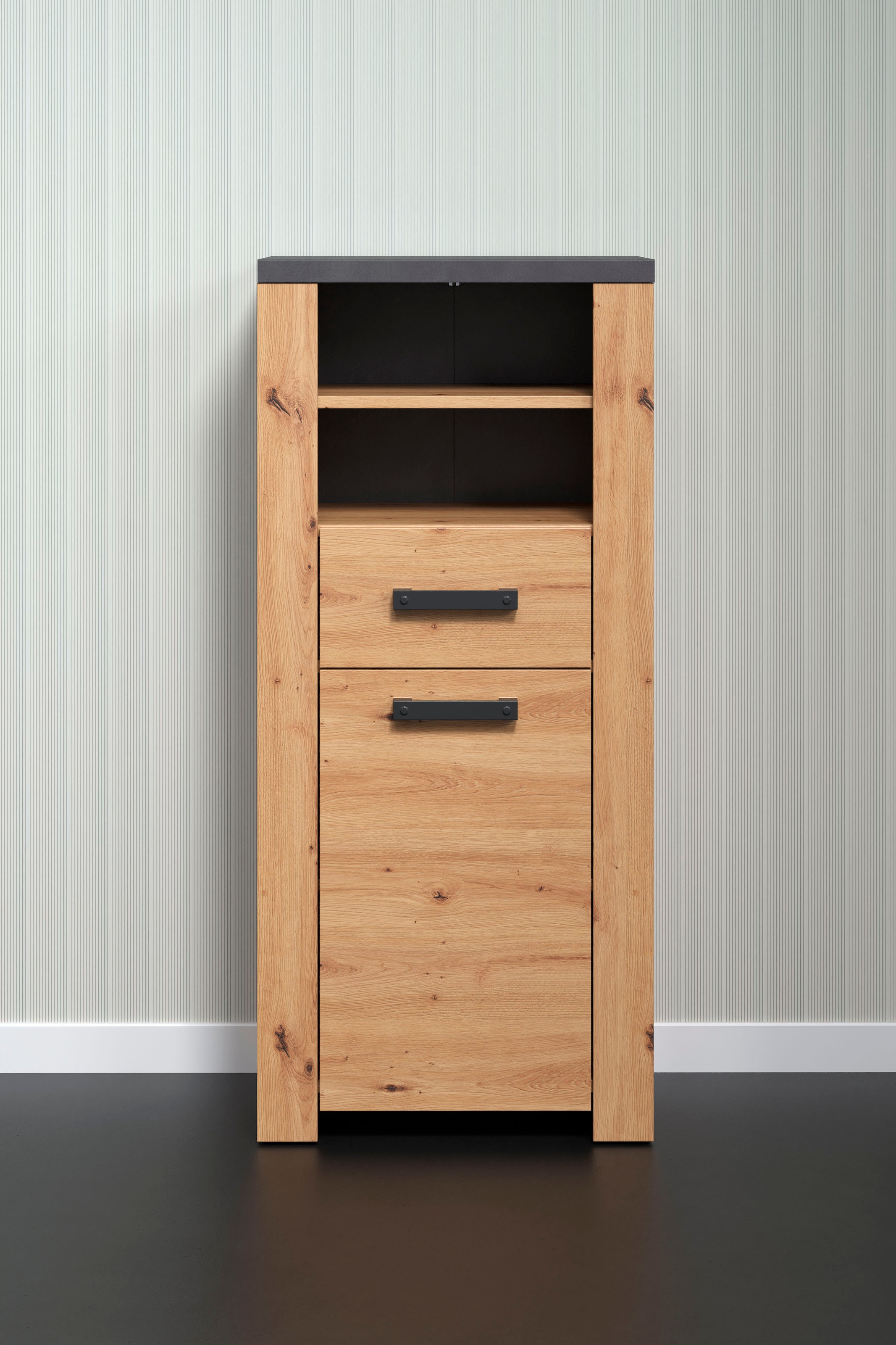 Home affaire Midischrank »Ambres«, (1 St.), Badschrank in matter Echtholzoptik - Maße (B/T/H) 53/35/118 cm