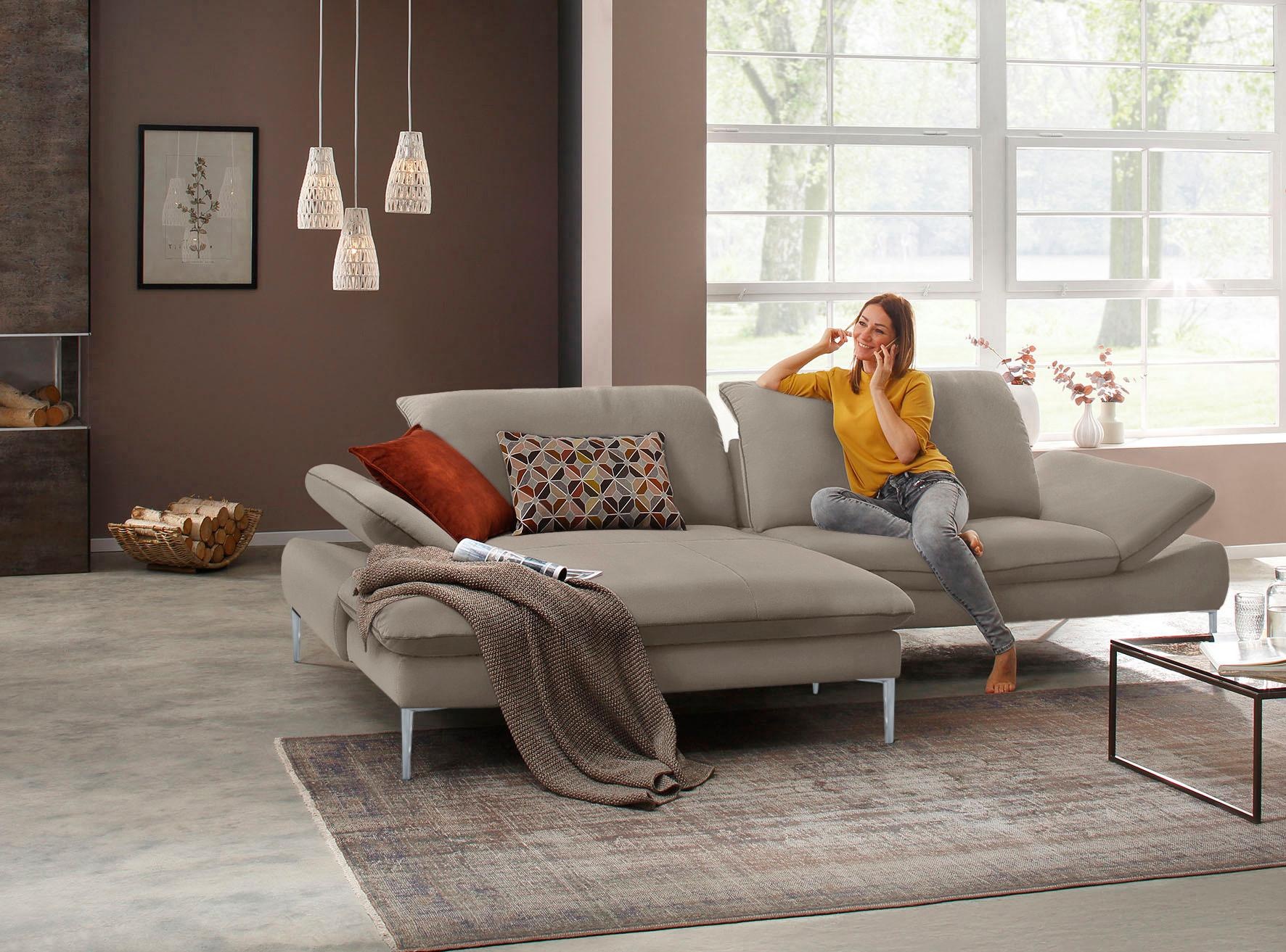 W.SCHILLIG Ecksofa »enjoy&MORE, mit tollem Sitzkomfort, elegant und bequem, L-Form«, mit Sitztiefenverstellung, Füße silber matt, Breite 294 cm