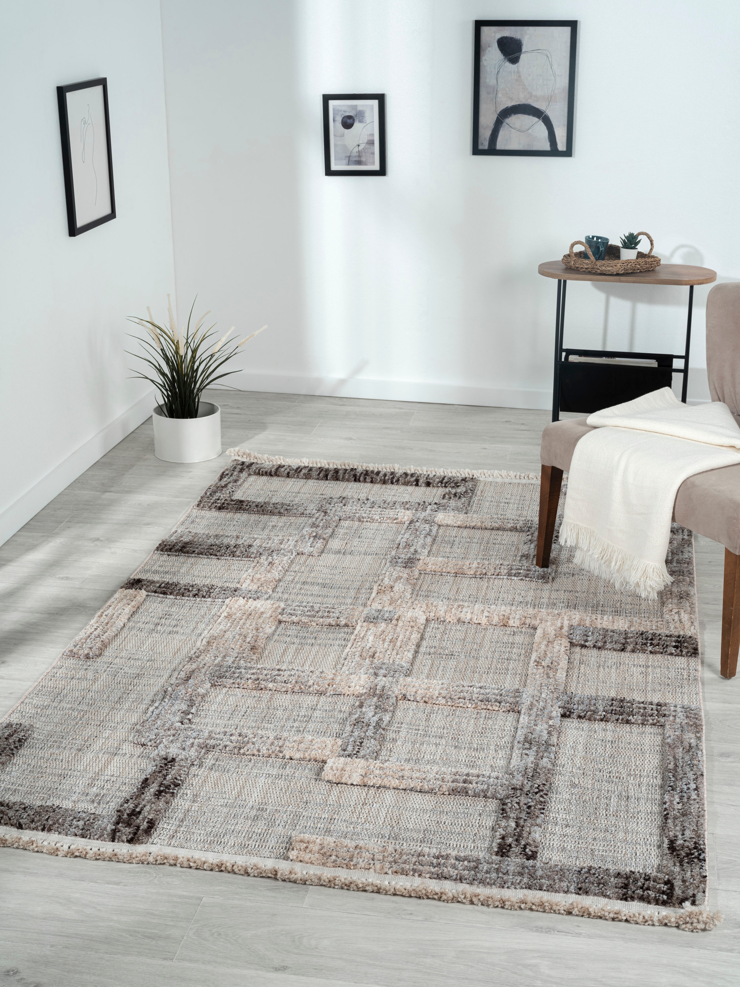 Myflair Möbel & Accessoires Teppich »Balania«, rechteckig, 15 mm Höhe, Kurzflor, mit Hoch-Tief Effekt, besonders weich durch Microfaser