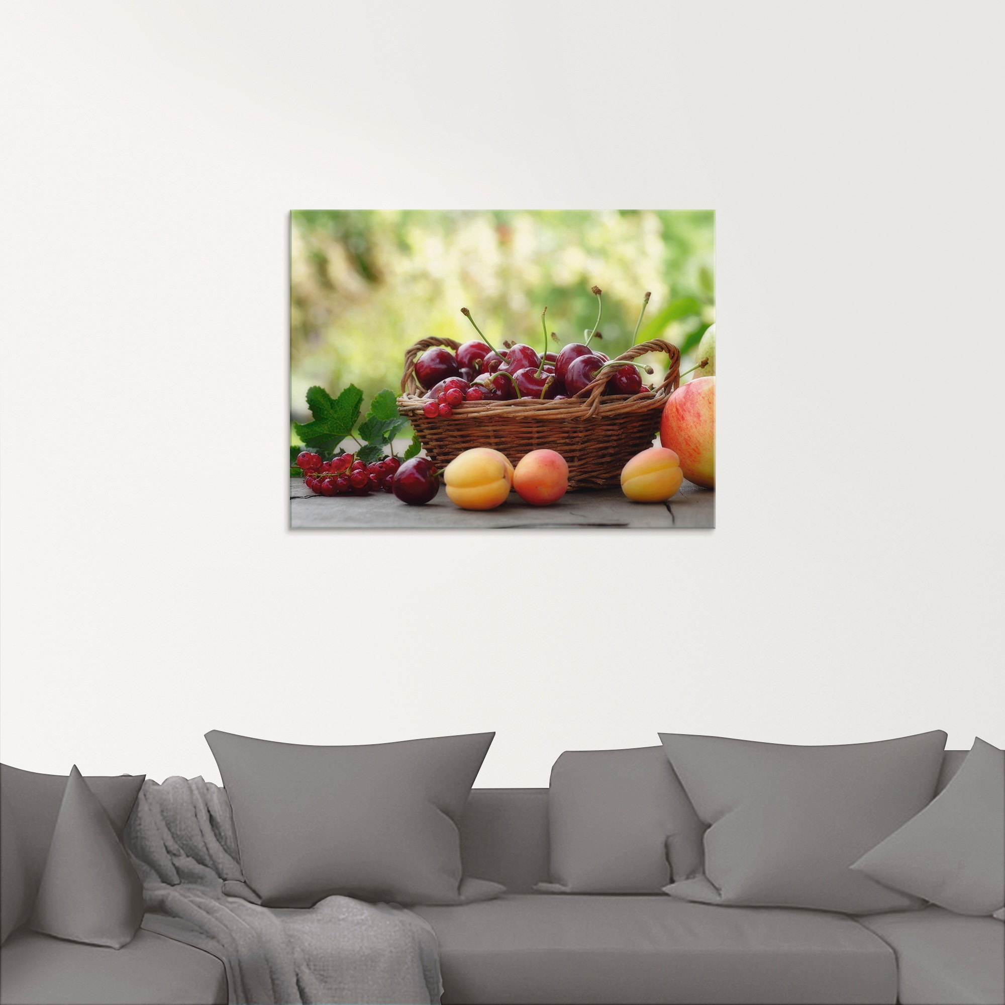 Artland Glasbild »Frische Früchte Körbchen«, Lebensmittel, (1 St.), in verschiedenen Größen