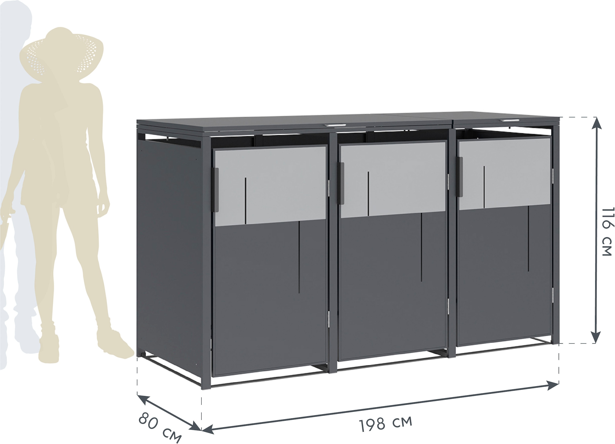 WESTMANN Mülltonnenbox »Tonus 3« BxTxH: 198x80x116 cm, für 3x240 L Mülltonnen