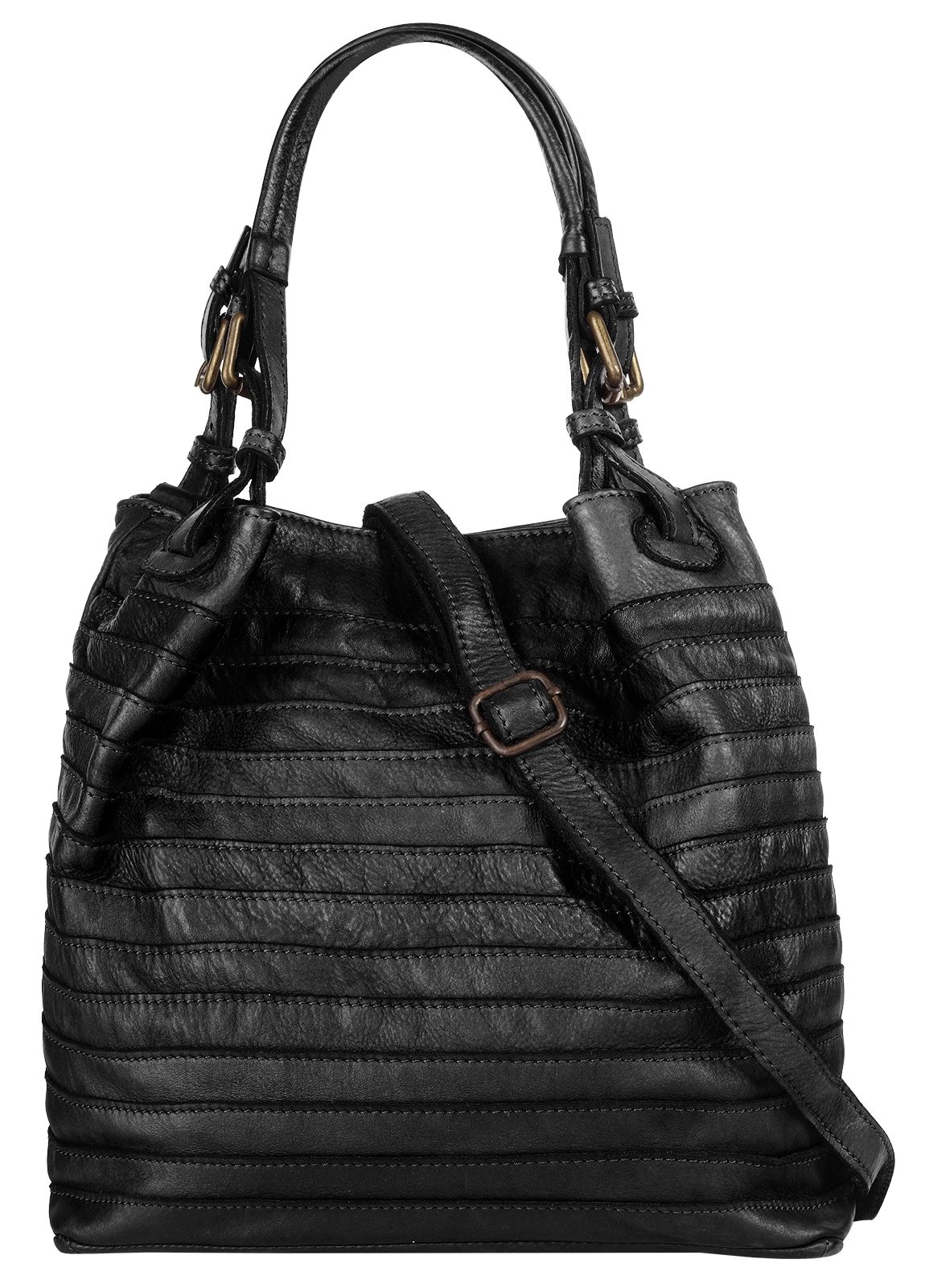 Shopper, echt Leder, Made in Italy, Gr. B/H/T: 38 cm x 30 cm x 13 cm onesize, schwarz