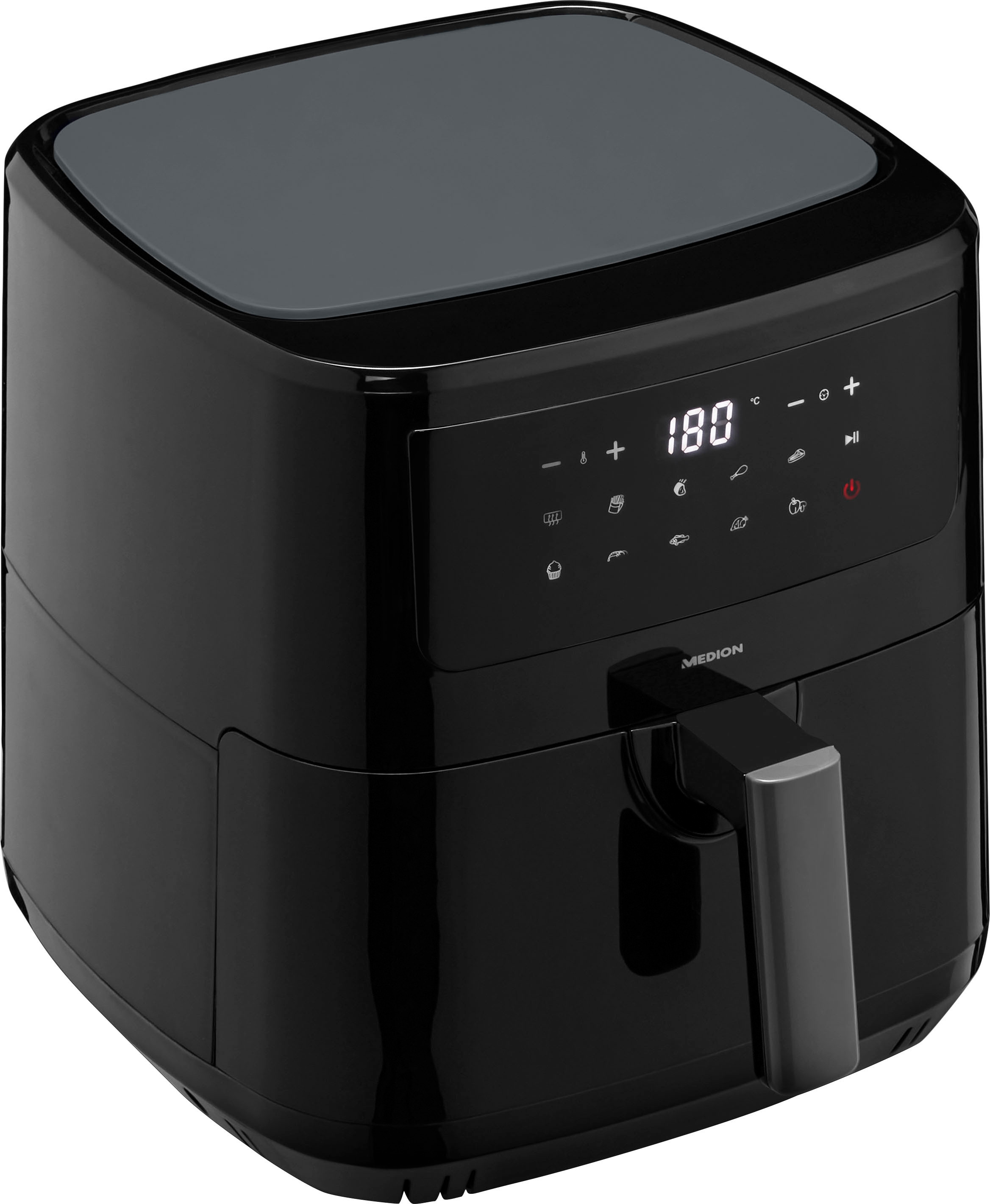 Medion® Heißluftfritteuse »mit 2 Heizelementen MD11750 P10 XL Duo, großer«, 2000 W, Fassungsvermögen 6,8 l, Frittierkorb; Nutzinhalt 6,3 L; Schüttelalarm, 9 Automatikprogramme