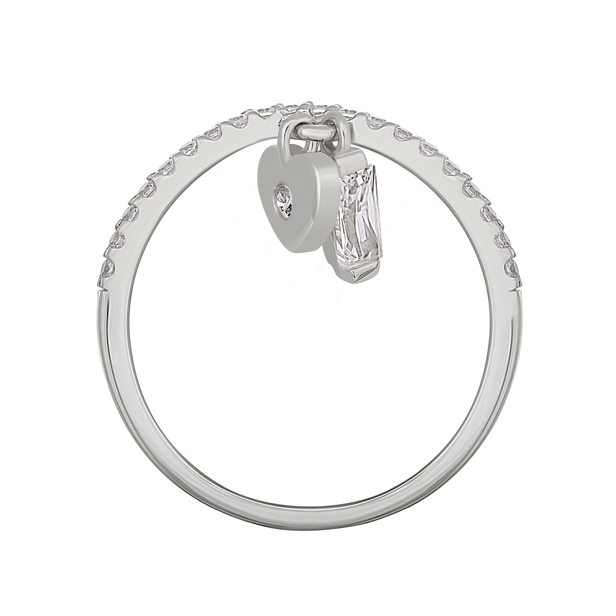 CAÏ Fingerring »925 Silber rhodiniert mit Anhängern Herz Zirkonia«