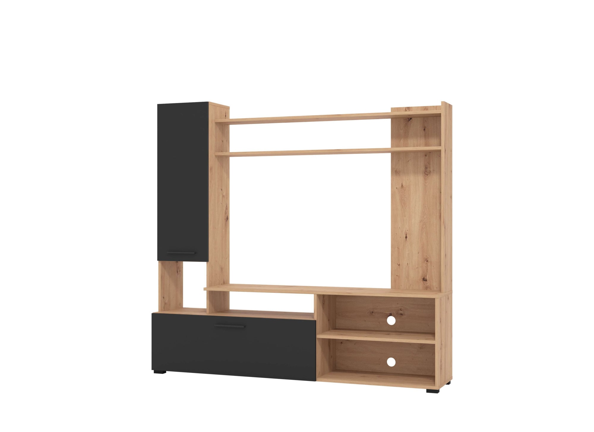 INOSIGN Wohnwand »Braga Wohnwand, Mediawand, Anbauwand, für TV bis 60', Breite 169 cm«, (Komplett-Set, 3 St.), Set besteht aus Standregal, TV-Board und Wandregal, in Artisan Eiche