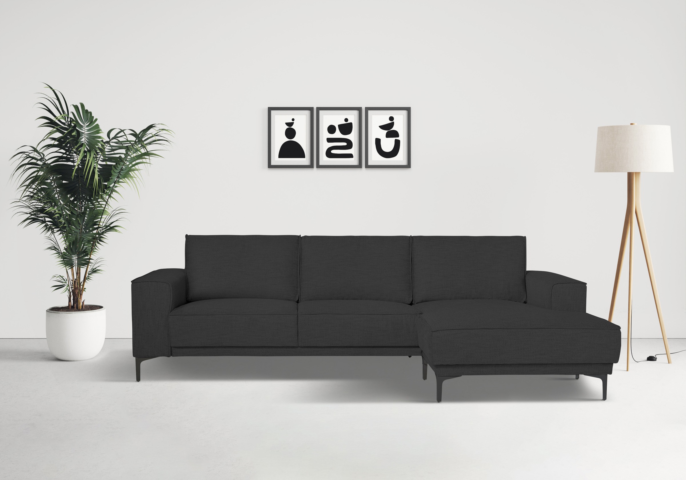 Places of Style Ecksofa »Polsterecke Oland, Struktur, Flachgewebe, Luxus-Mi günstig online kaufen