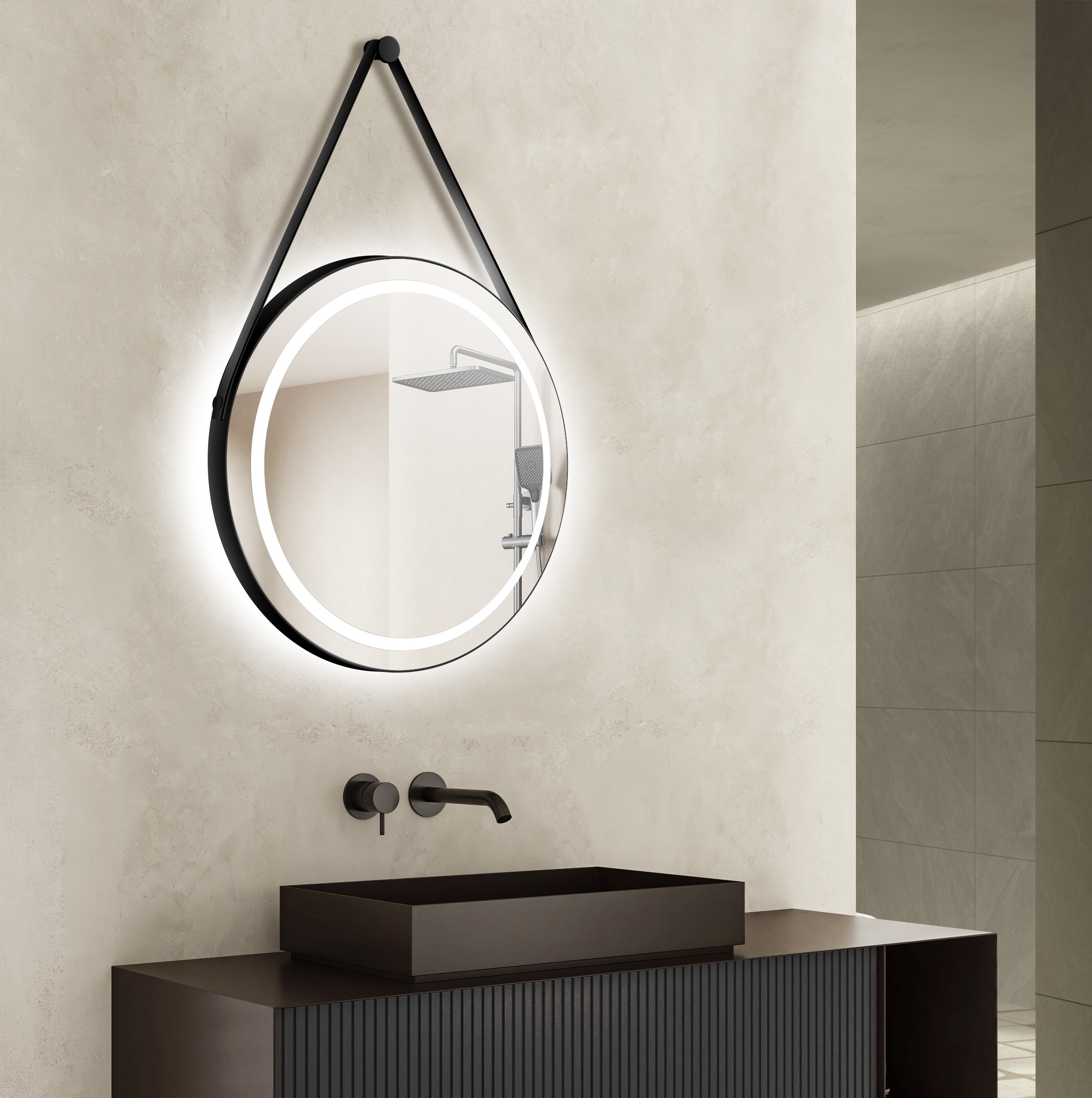 Talos Spiegel »TALOS CORVIA«, austauschbare LED Beleuchtung, Shine in matt, Ø50 cm