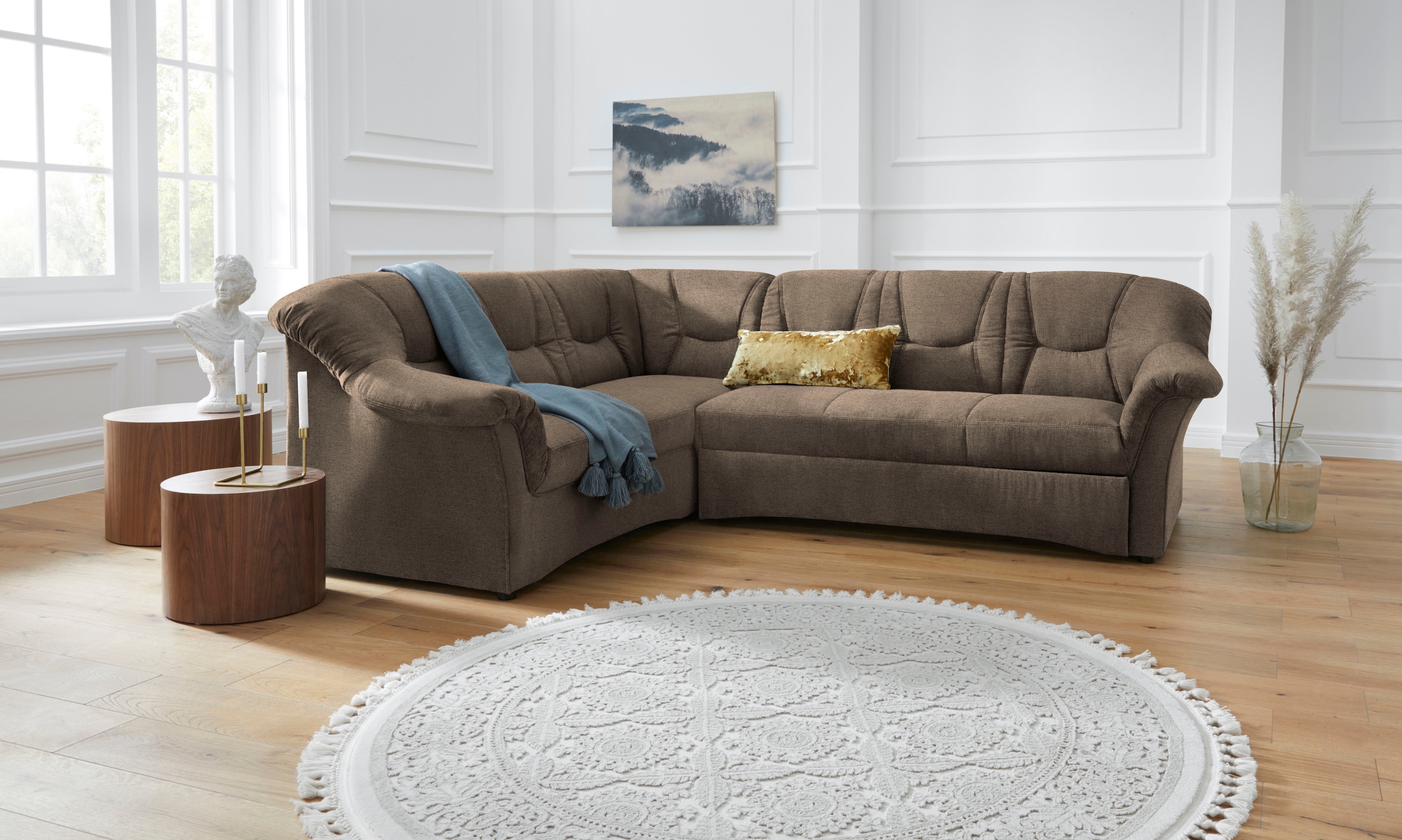 DOMO collection Ecksofa »Sarafina zeitlos und komfortabel, optional mit Federkern, L-Form«, wahlweise mit Bettfunktion