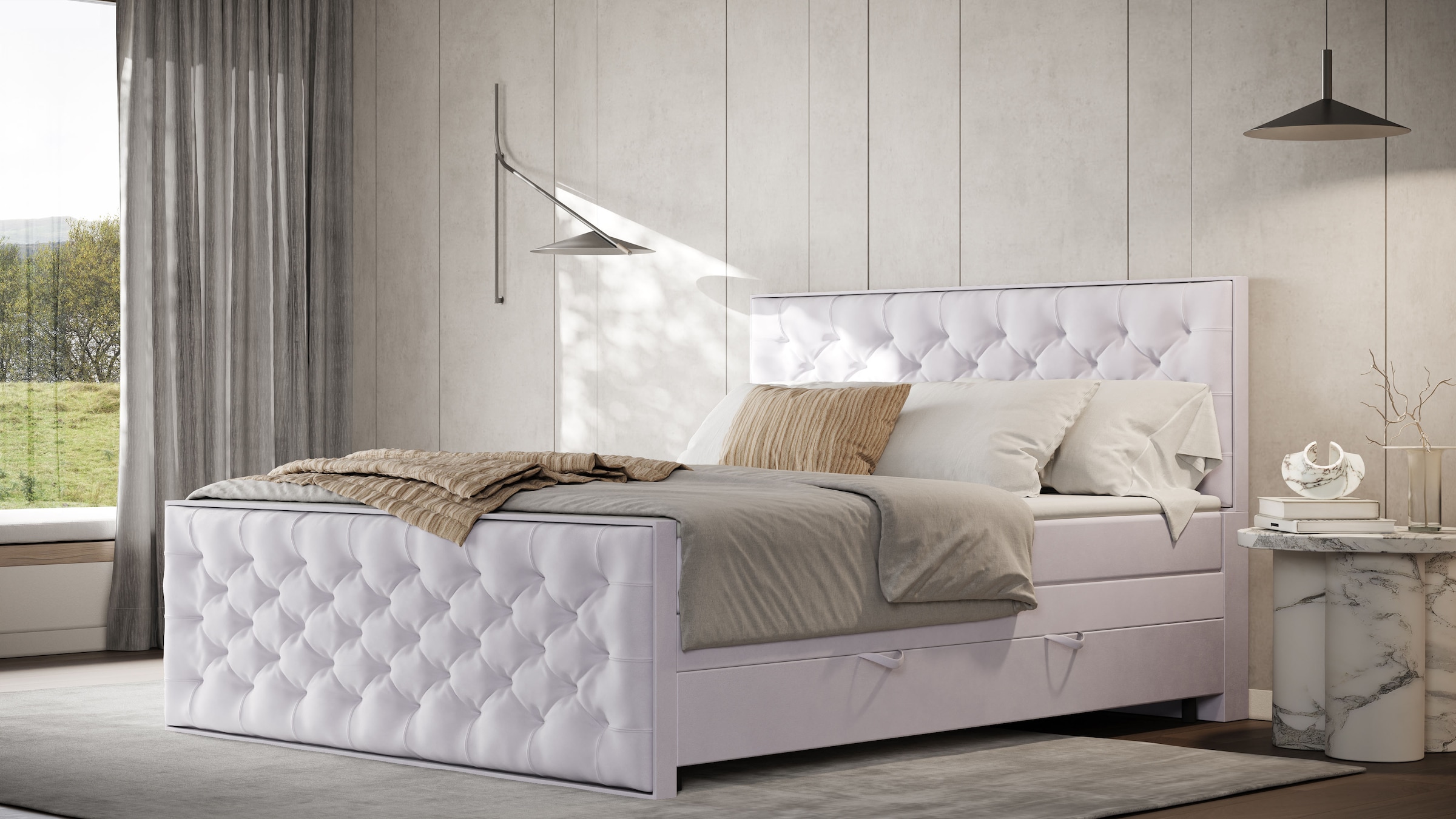 FORTE Boxspringbett »Lanciano Max inkl. zwei Bettkästen und Kaltschaum Topper« und einer 7-Zonen-Tonnentaschenfederkernmatratze H2/H3