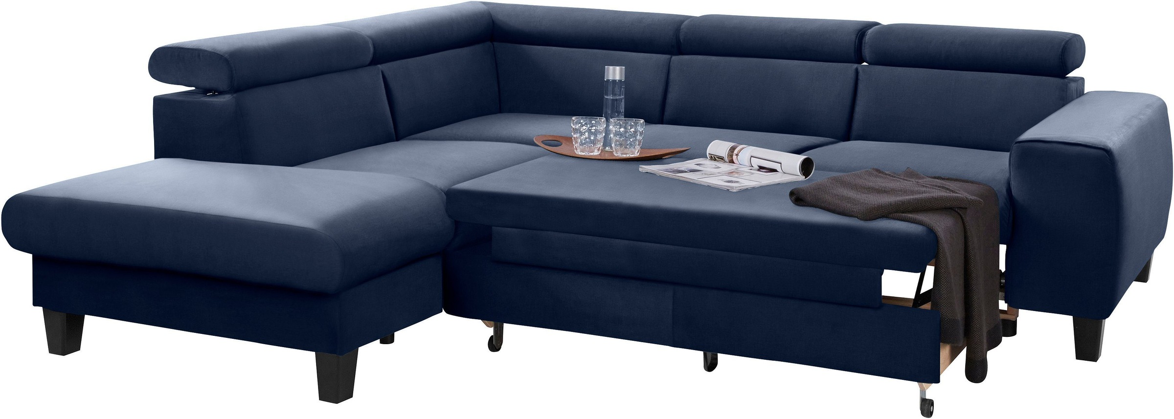 COTTA Polstergarnitur »Morven L-Form«, (Set), Set bestehend aus: Ecksofa mit Kopfteilverstellung & Hocker